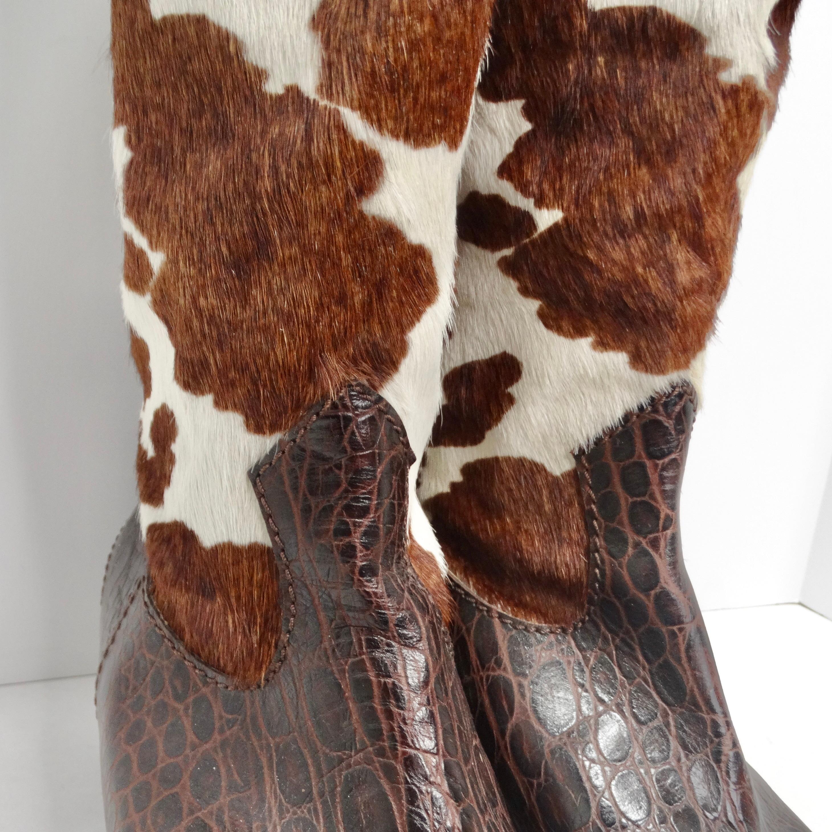 Vintage cowhide Sterling Silver Cowboy Boots 1