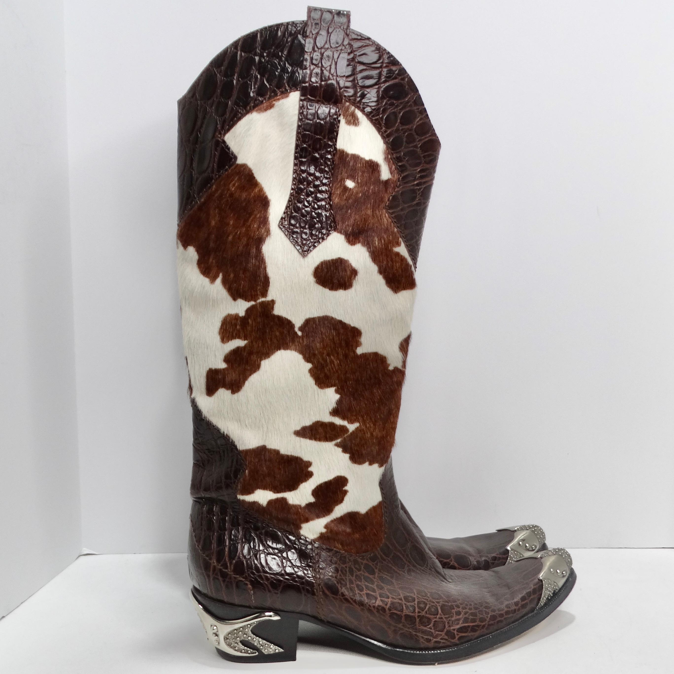 Vintage cowhide Sterling Silver Cowboy Boots 2