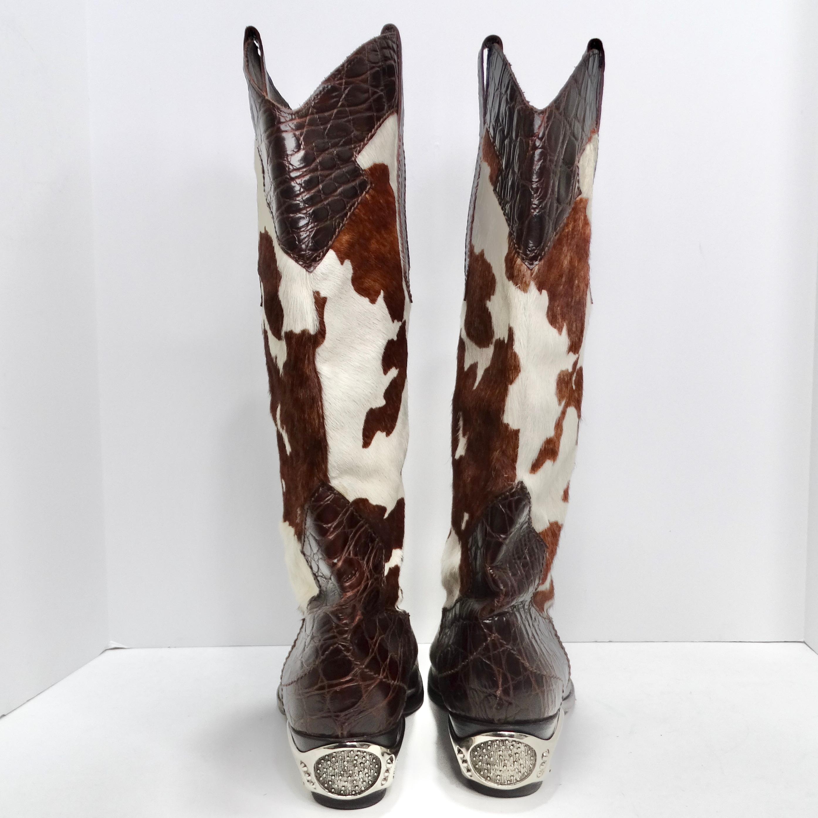 Vintage cowhide Sterling Silver Cowboy Boots 4