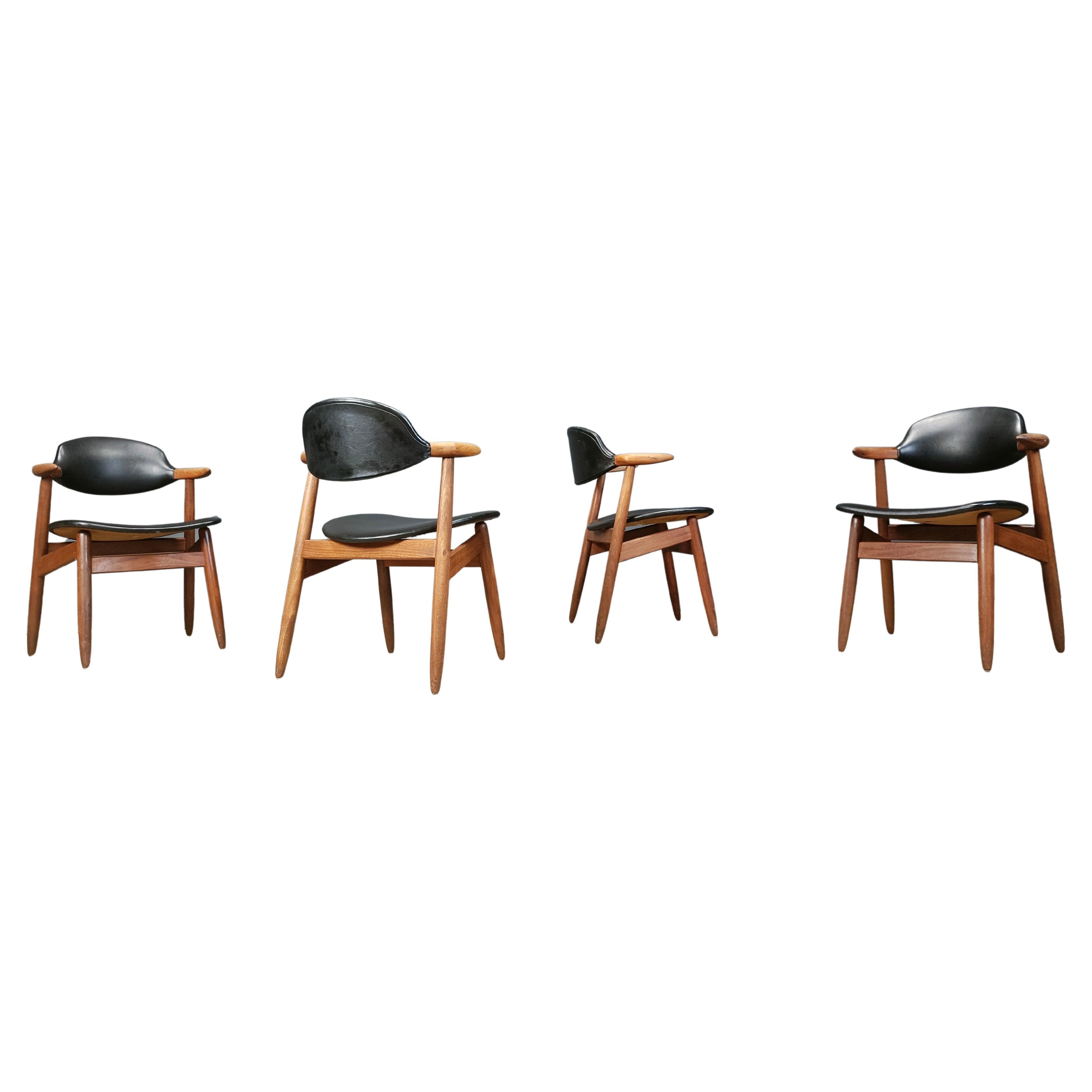 Vintage Cowhorn Dining Chairs by Tijsseling Meubelfabriek, Hulmefa, 1960s