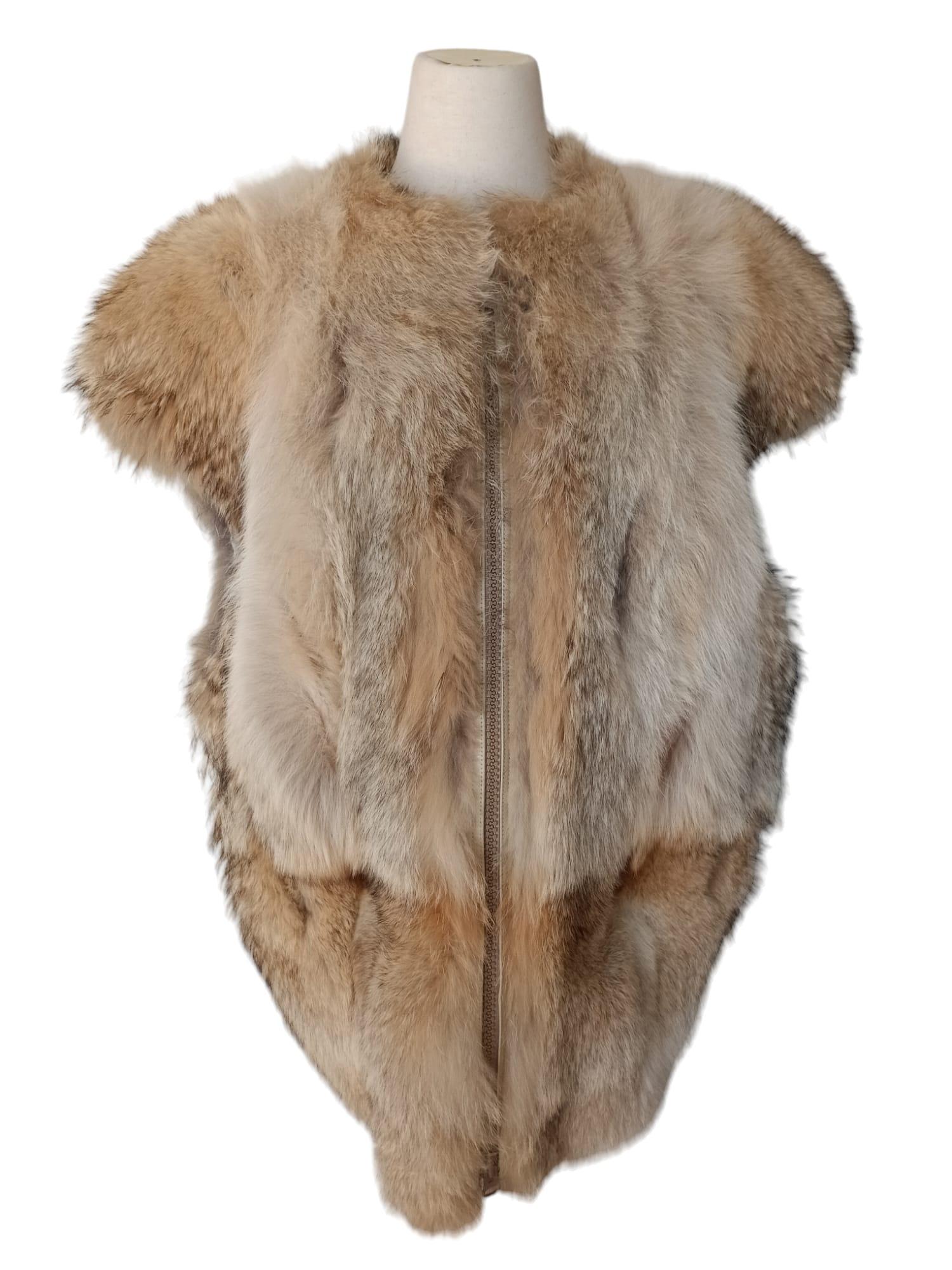 DESCRIZIONE: Gilet in pelliccia di coyote vintage M. 


Colletto a barchetta sartoriale, maniche in pelliccia di coyote da principessa, pelli morbide, bella pelliccia fresca, chiusure tedesche europee, tasche a fessura, pelli grandi e piene.  buone