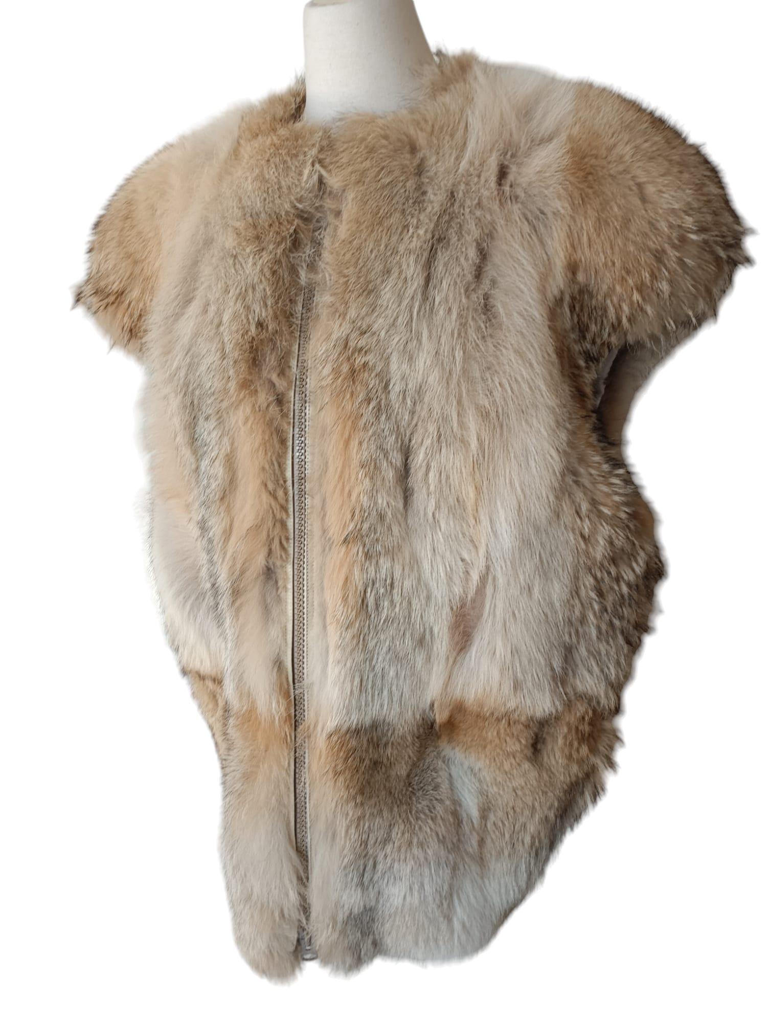 Marrone Gilet vintage in pelliccia di coyote M. in vendita