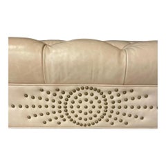 Vintage C.R. Laine Aana – rechteckige Bank aus cremefarbenem Leder mit Lucite-Beinen