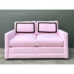 Vintage Cr Laine Loveseat in Romo “Linea Rosewater” With Samuel and Sons Trim