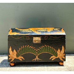 Vintage Crackle Finish Lounging Tiger Trunk