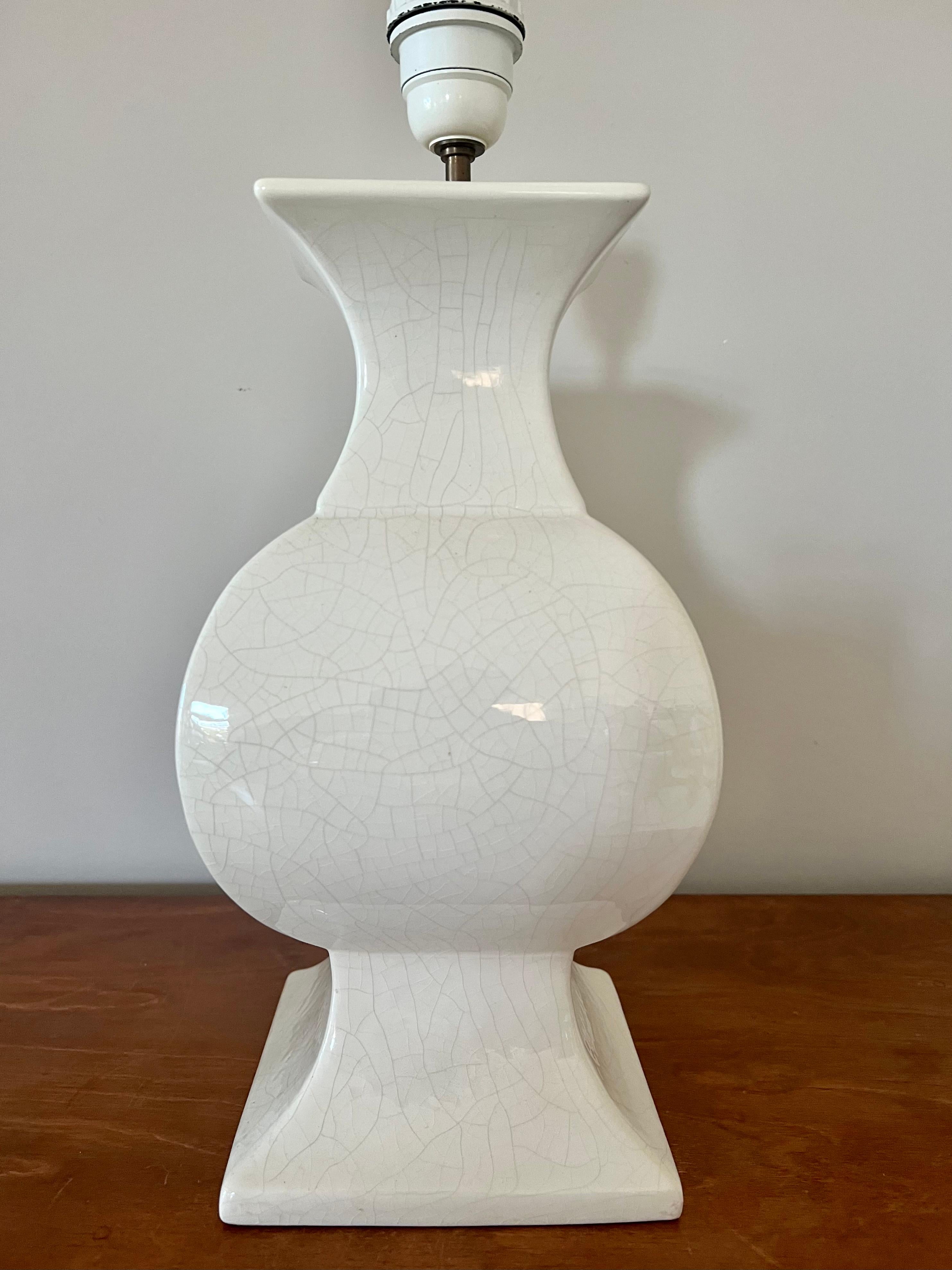 Lámpara de mesa vintage de cerámica esmaltada craquelada. Francia, años 70 en venta 4