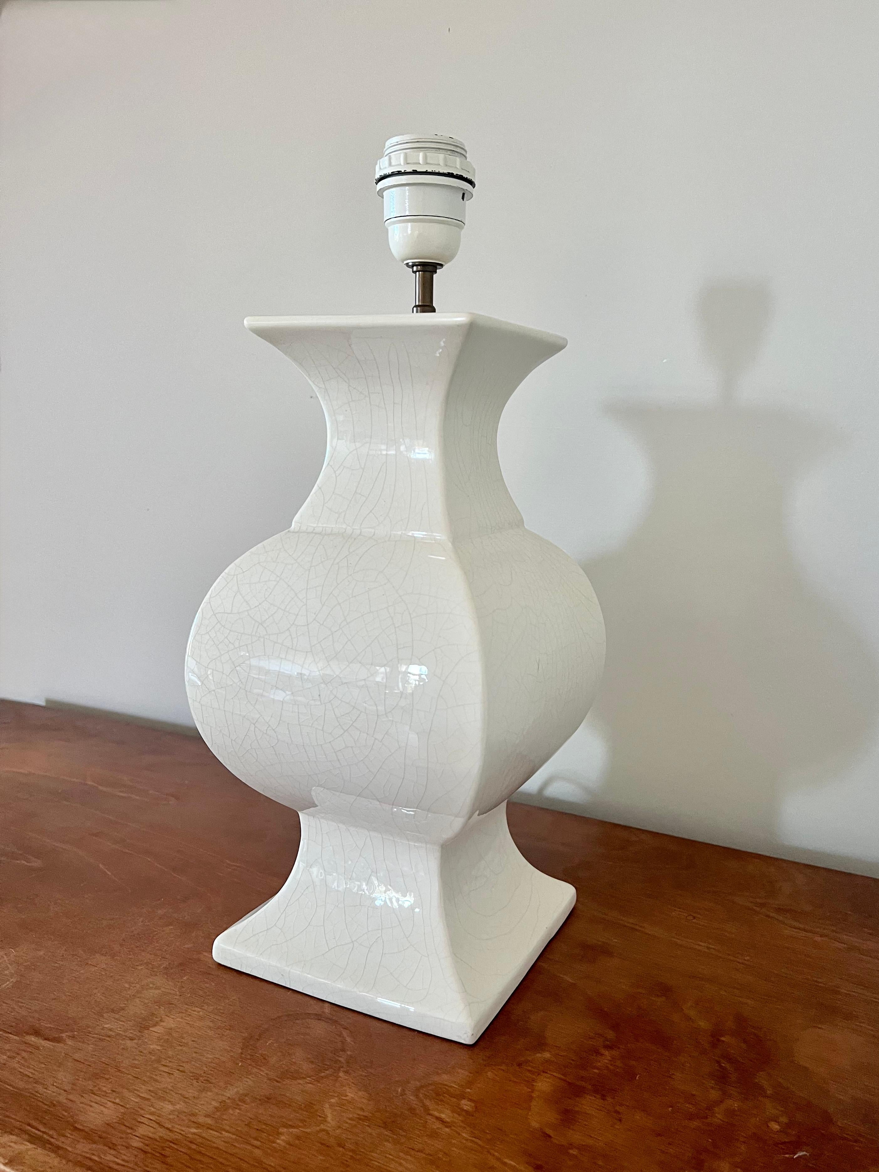 Lámpara de mesa vintage de cerámica esmaltada craquelada. Francia, años 70 en venta 5