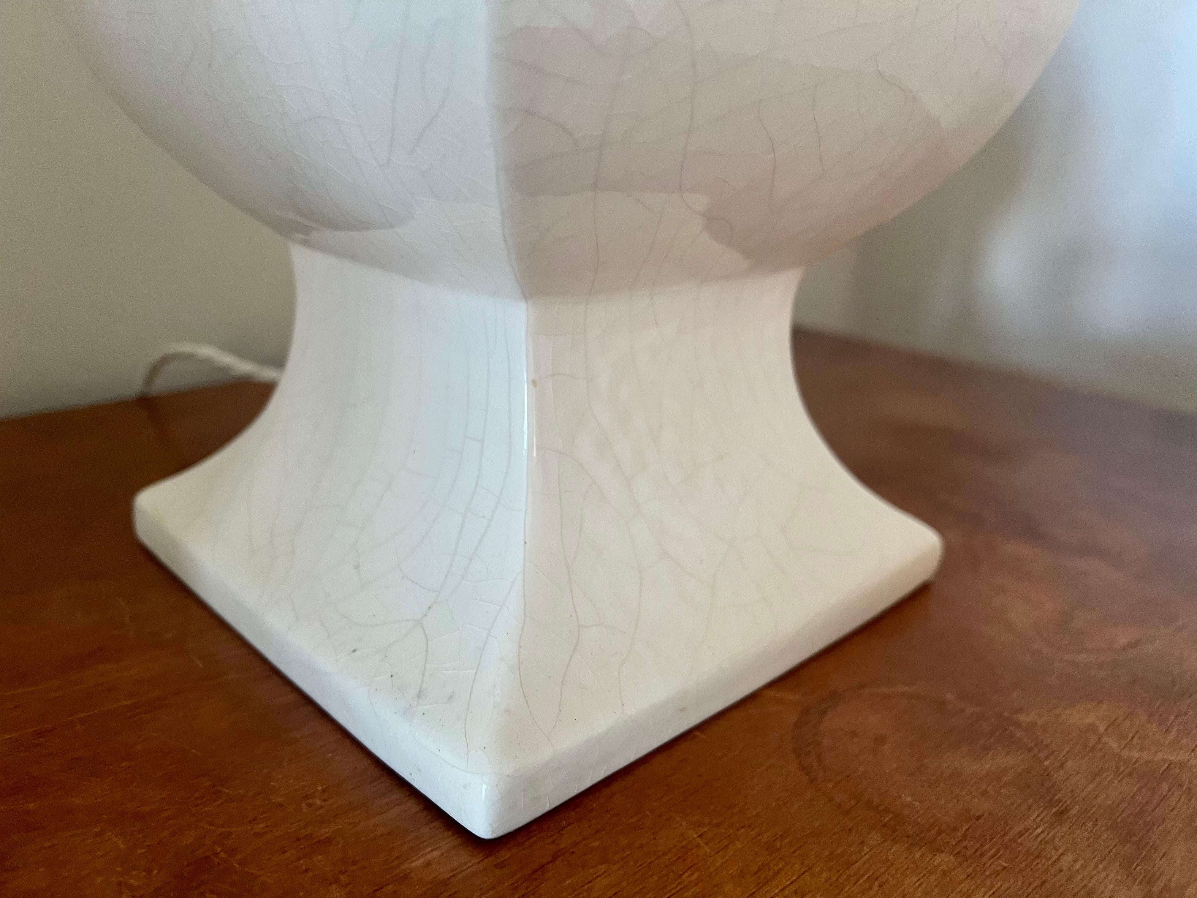 Lámpara de mesa vintage de cerámica esmaltada craquelada. Francia, años 70 en venta 7