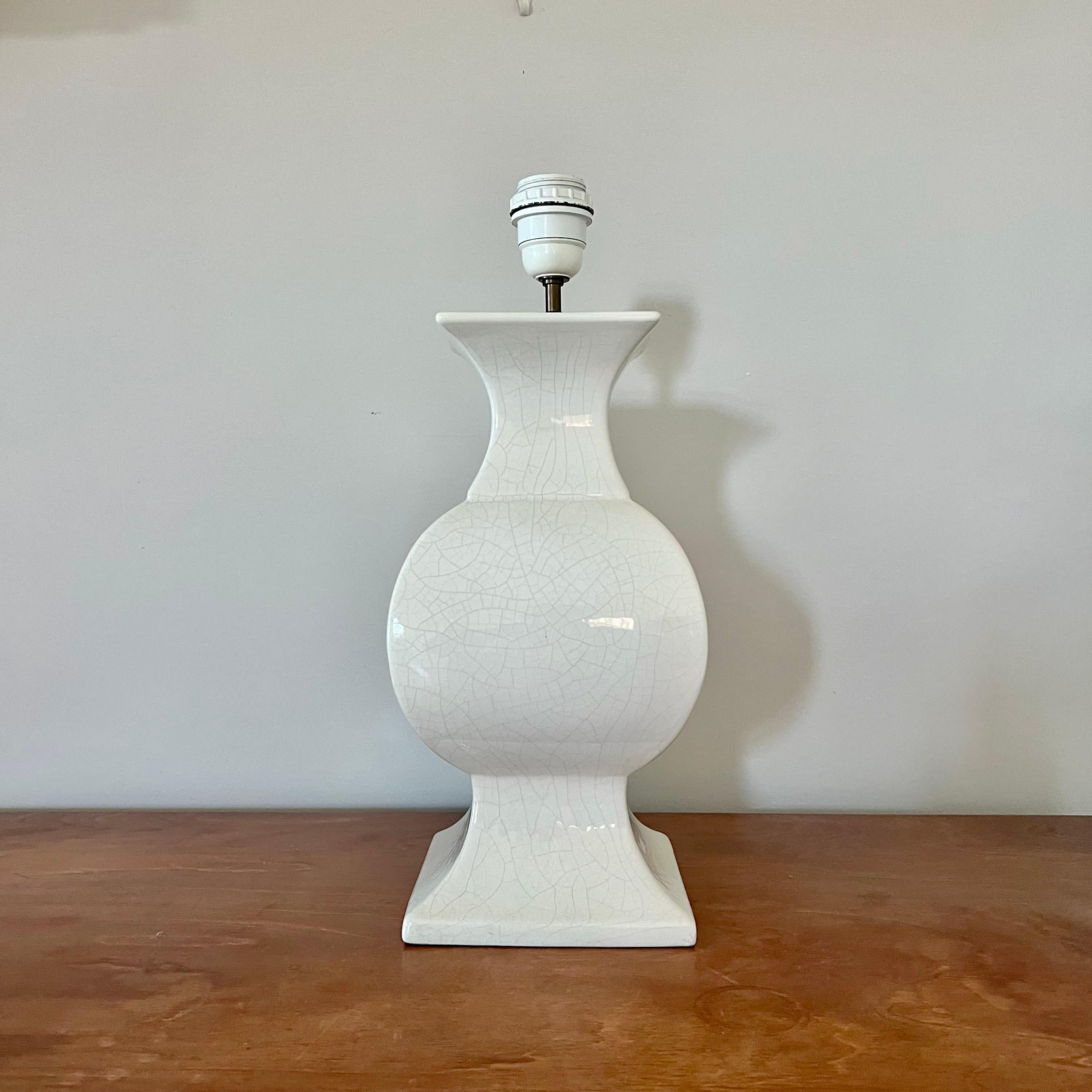 Lámpara de mesa vintage de cerámica esmaltada craquelada. Francia, años 70 Glaseado en venta