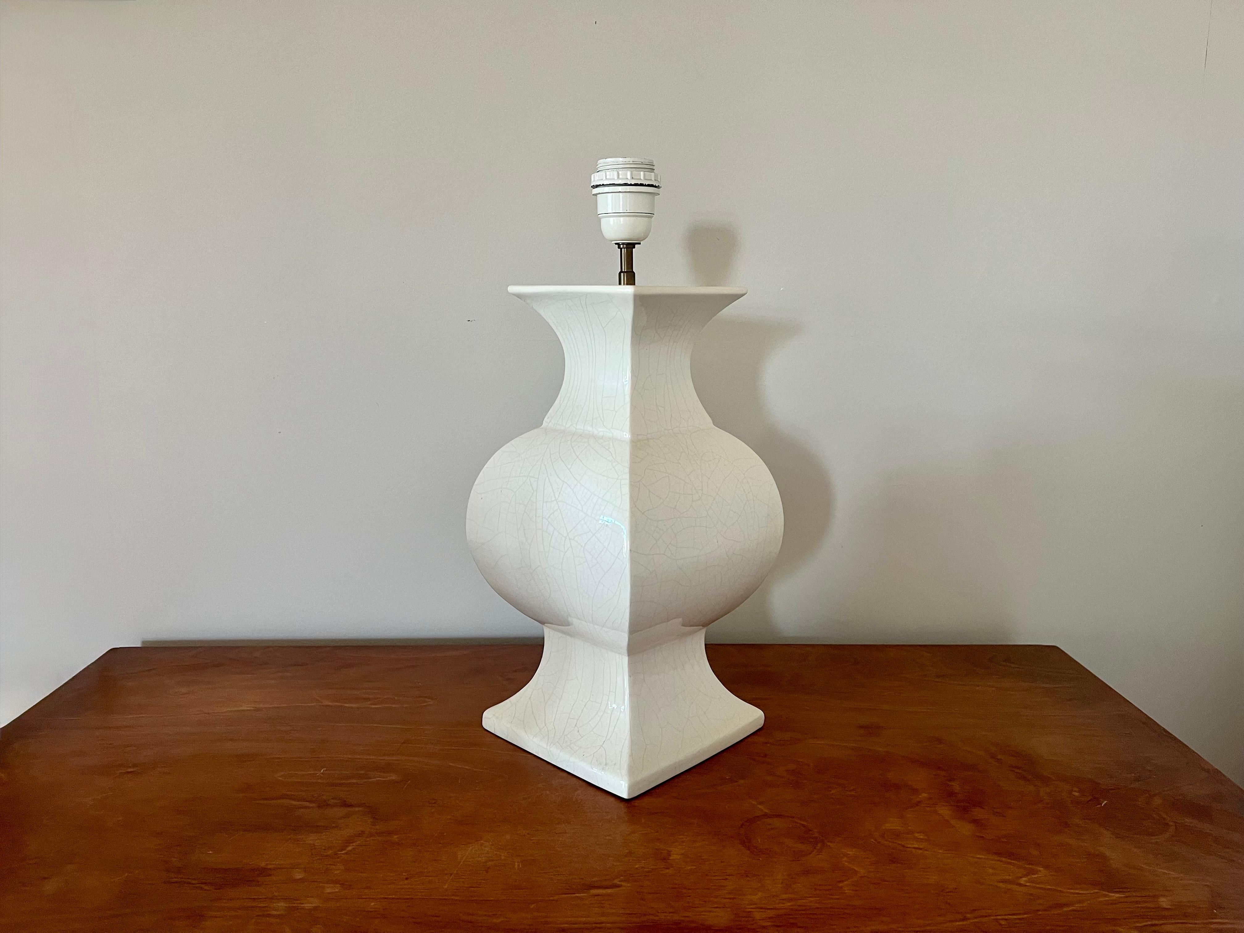 Lámpara de mesa vintage de cerámica esmaltada craquelada. Francia, años 70 finales del siglo XX en venta