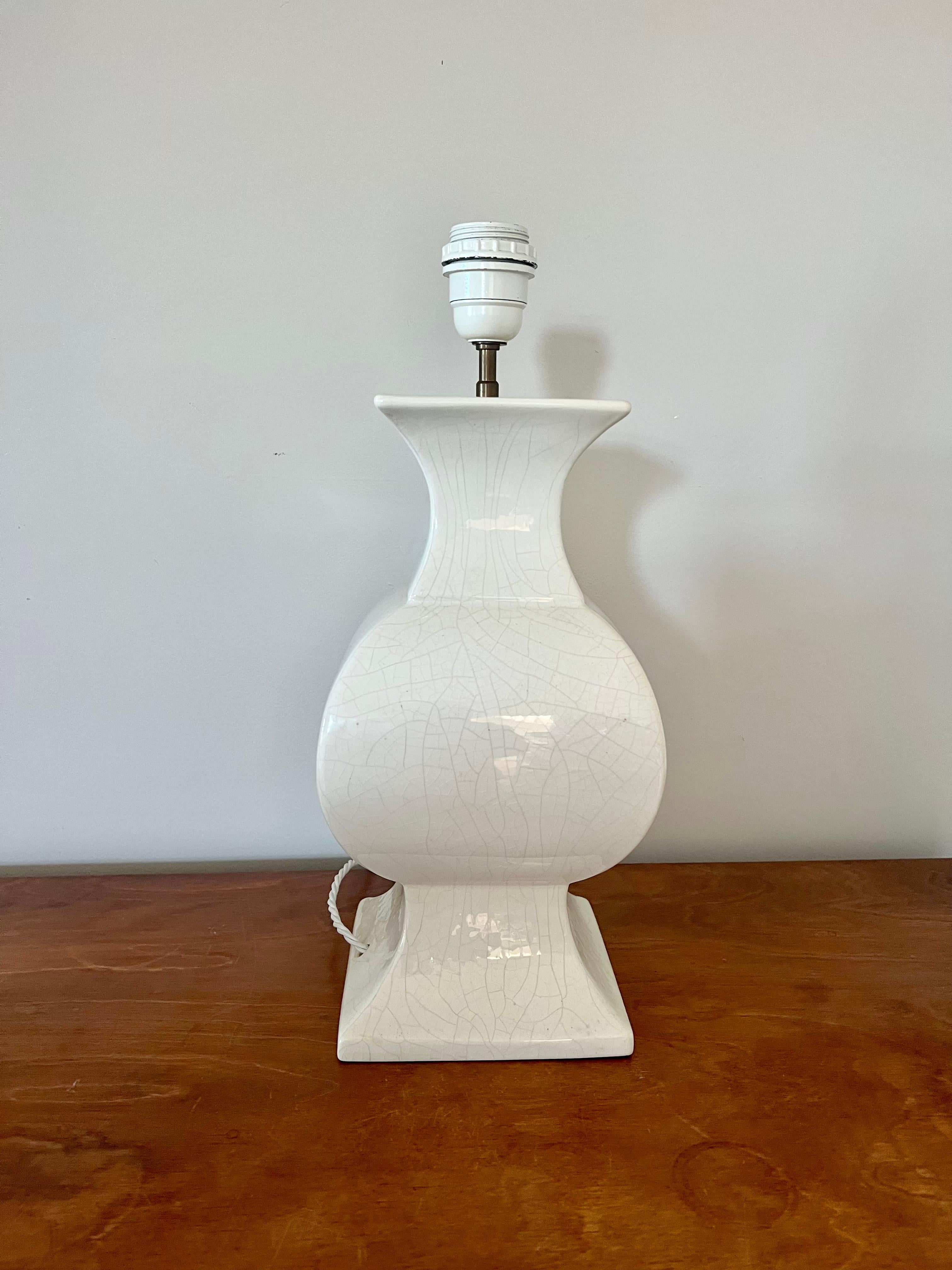 Lámpara de mesa vintage de cerámica esmaltada craquelada. Francia, años 70 Cerámico en venta