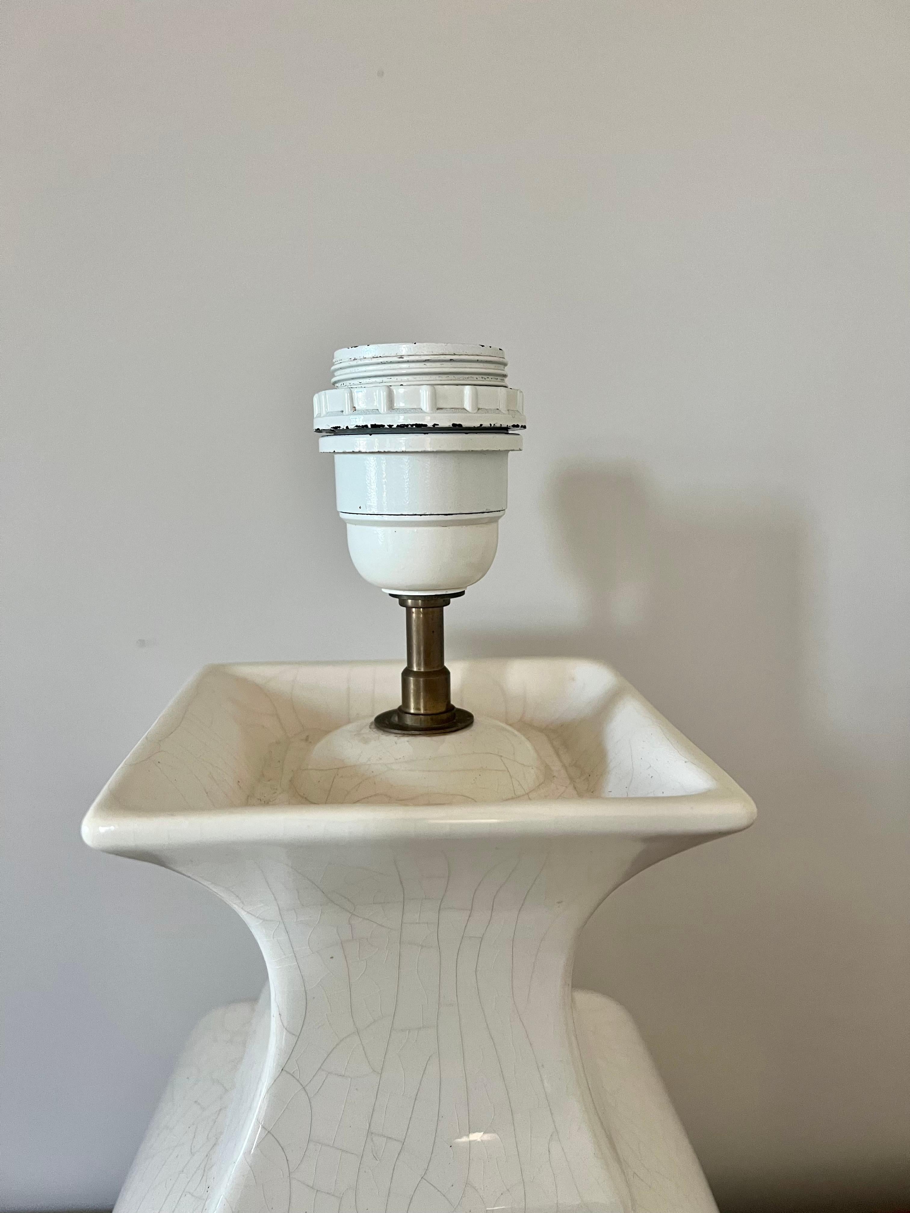 Lámpara de mesa vintage de cerámica esmaltada craquelada. Francia, años 70 en venta 3