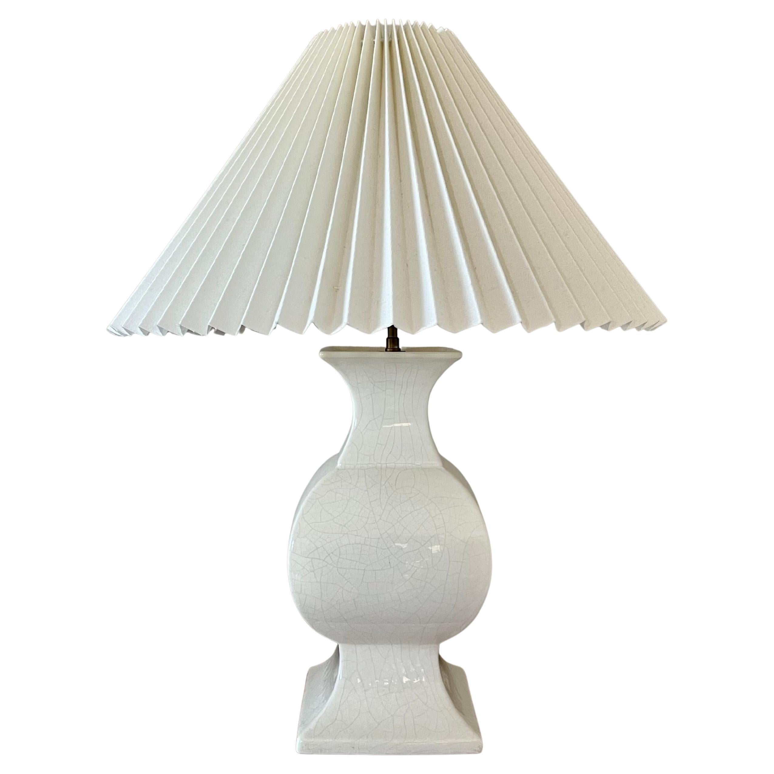 Vintage crackle glaze ceramic table lamp. France, 1970s