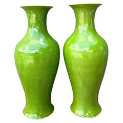 Vintage Crackle Glaze Ceramic Vases - A Pair