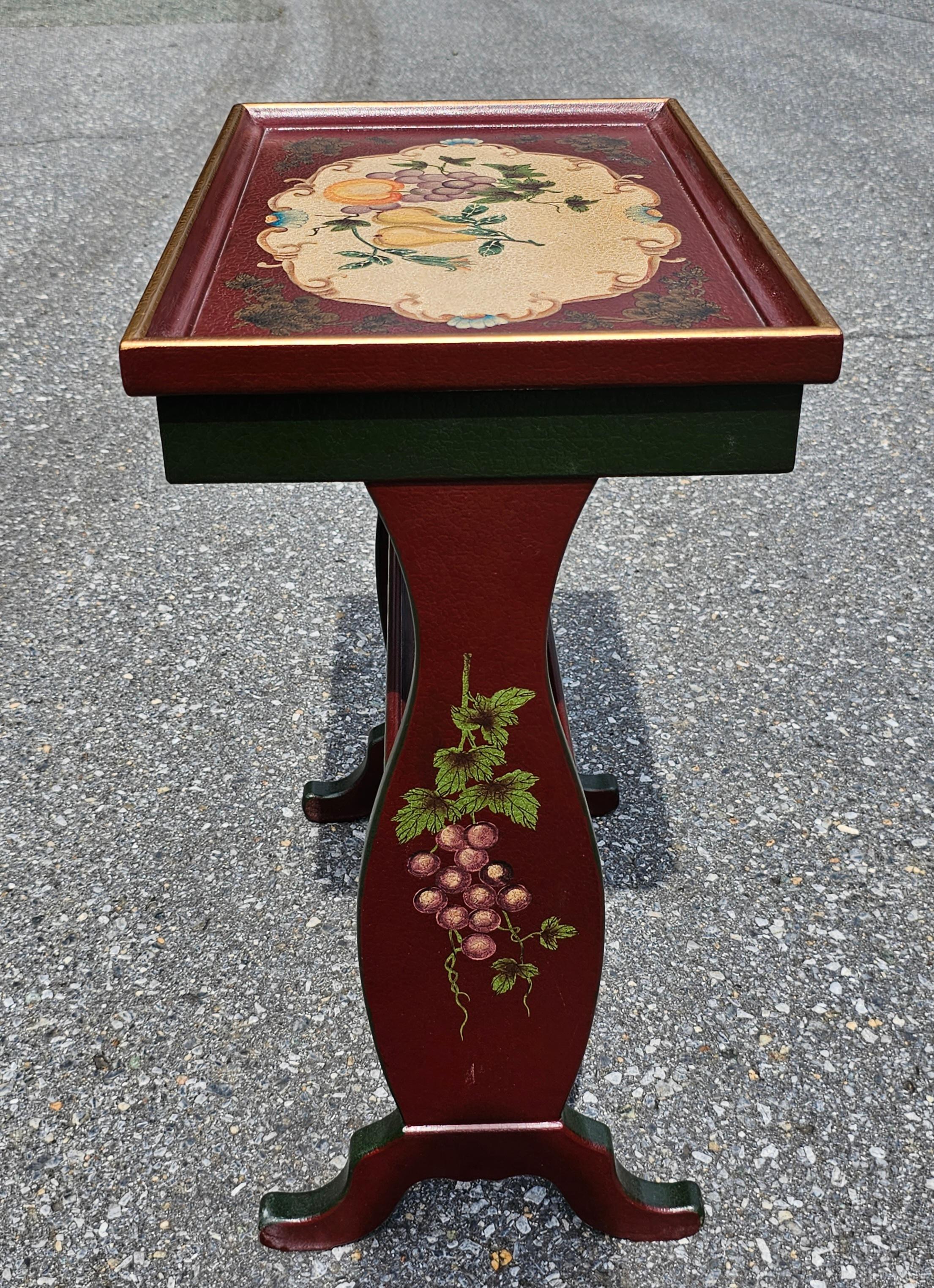 Vintage Crackle Painted Two-Tier Stretcher Side Table In Excellent Condition For Sale In Germantown, MD