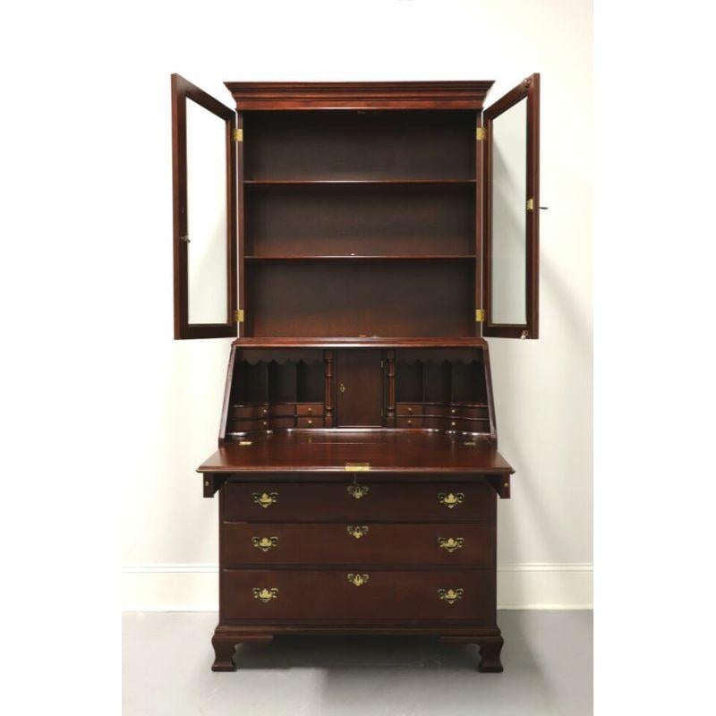 20th Century CRAFTIQUE Solid Mahogany Chippendale Secretary Desk w/ Bookcase For Sale