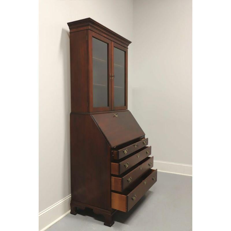 CRAFTIQUE Solid Mahogany Chippendale Secretary Desk w/ Bookcase For Sale 2