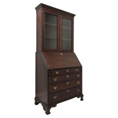 Retro CRAFTIQUE Solid Mahogany Chippendale Secretary with Bookcase