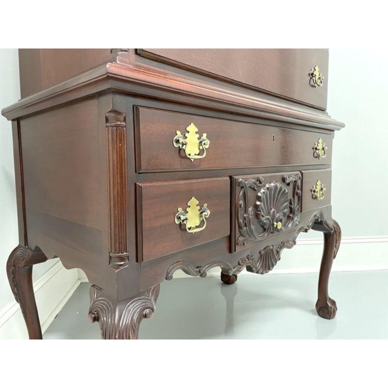 Brass CRAFTIQUE Solid Mahogany Philadelphia Highboy Chest with Ball in Claw Feet For Sale