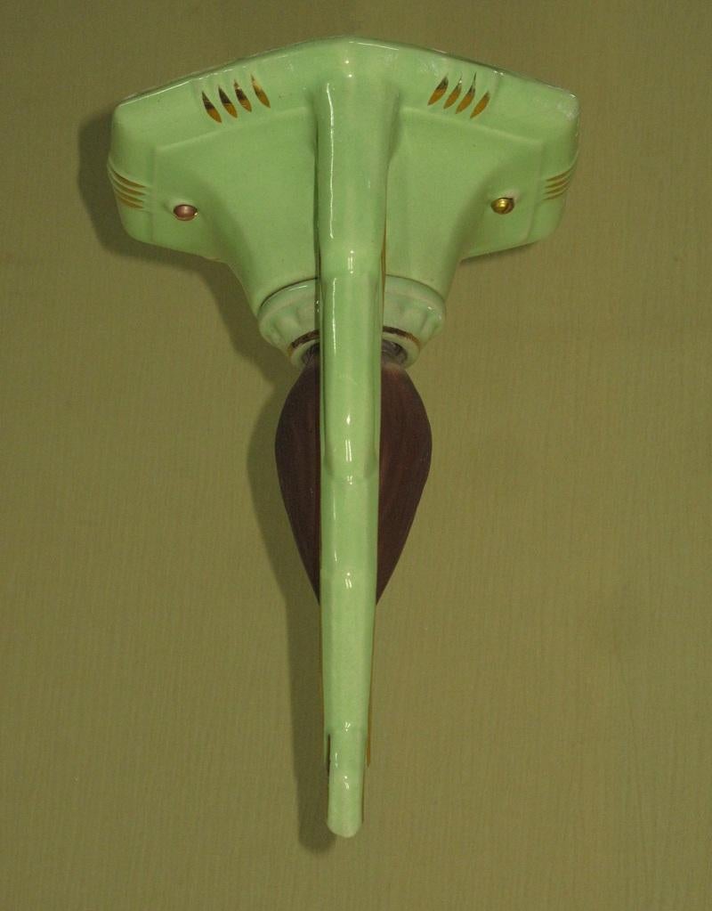 Vintage Craftsman Green Powder Room Porzellan-Deckenleuchte (amerikanisch)