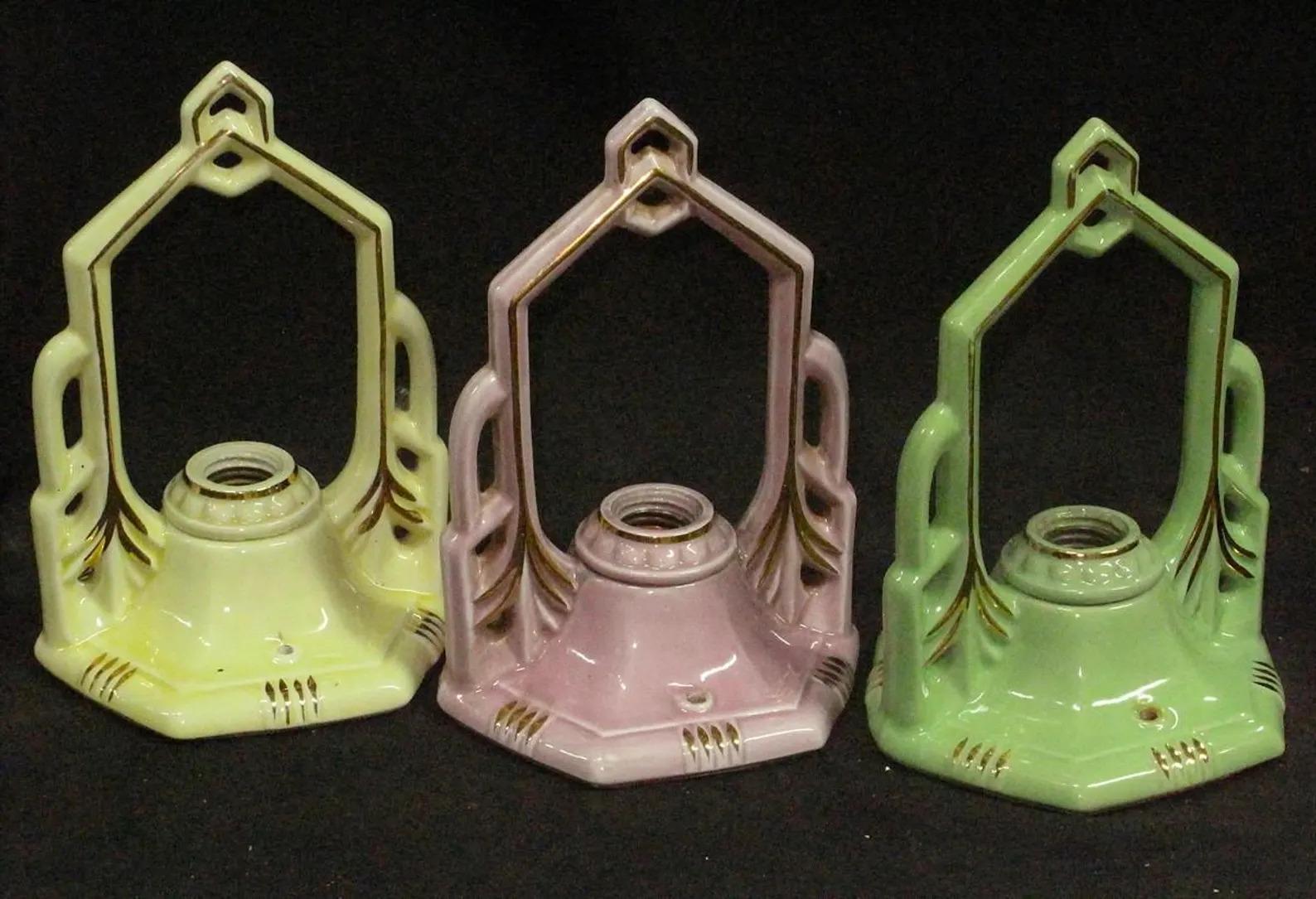 Vintage Craftsman Green Powder Room Porzellan-Deckenleuchte 2