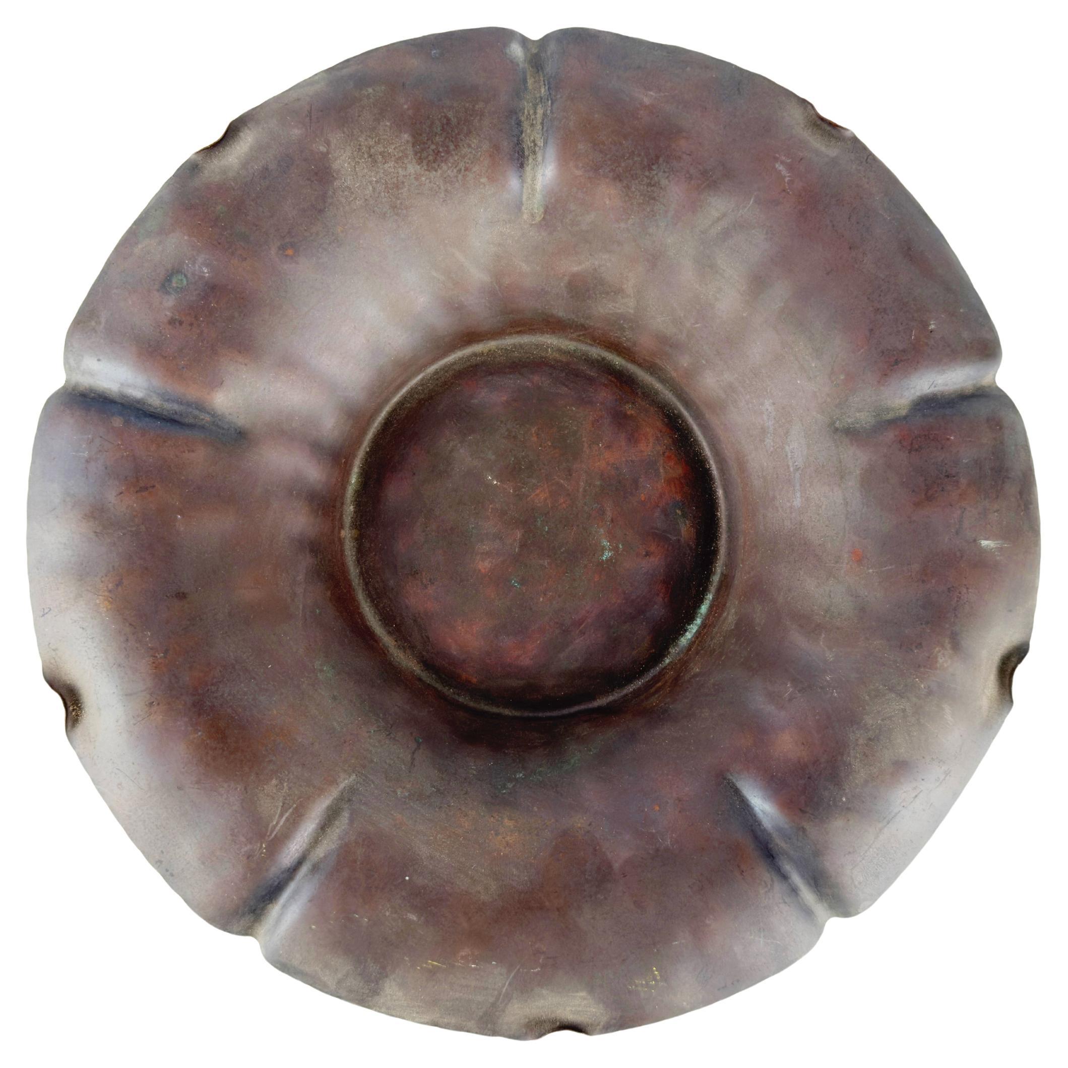 Vintage Craftsman Studio Bronze Bowl in Flower Motif