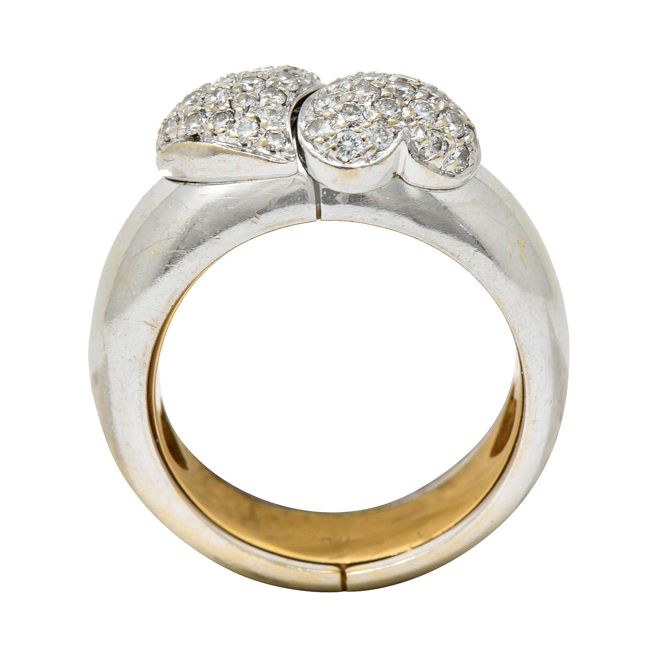 Vintage Craig Drake Pave Diamond 18 Karat Two-Tone Secret I Love You Ring 2