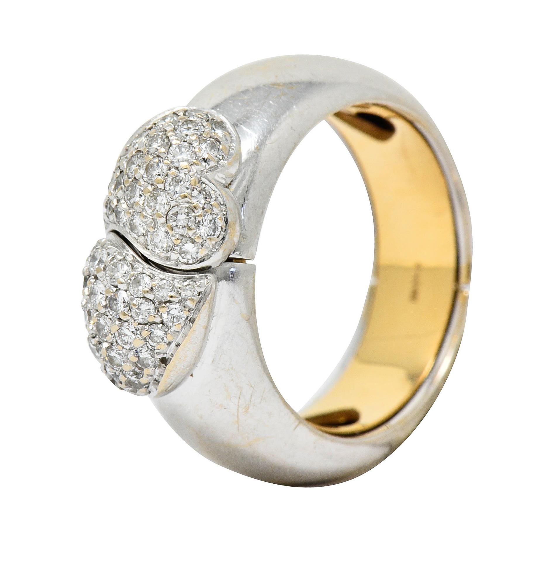Vintage Craig Drake Pave Diamond 18 Karat Two-Tone Secret I Love You Ring 3