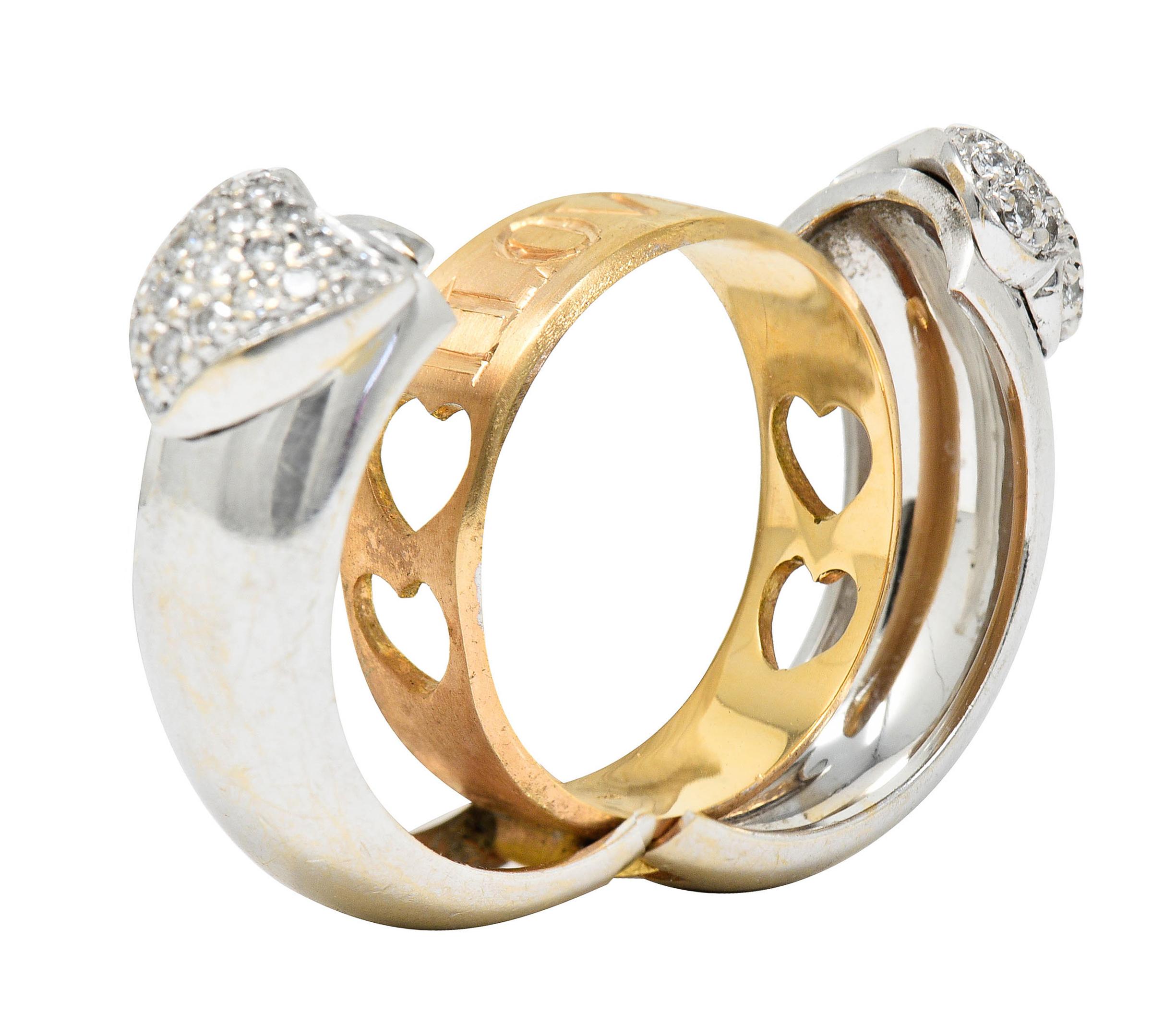 Vintage Craig Drake Pave Diamond 18 Karat Two-Tone Secret I Love You Ring 4