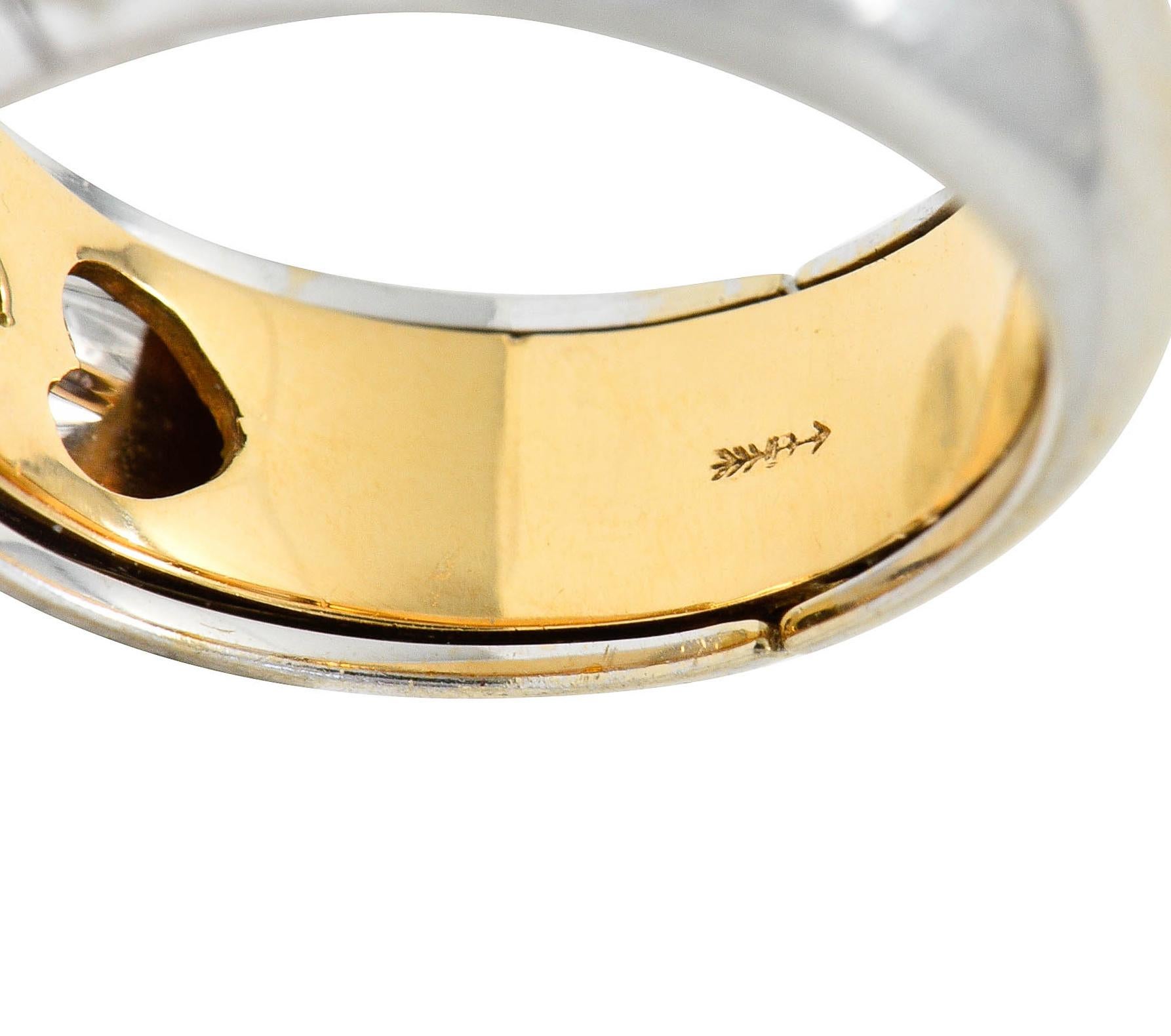 Brilliant Cut Vintage Craig Drake Pave Diamond 18 Karat Two-Tone Secret I Love You Ring