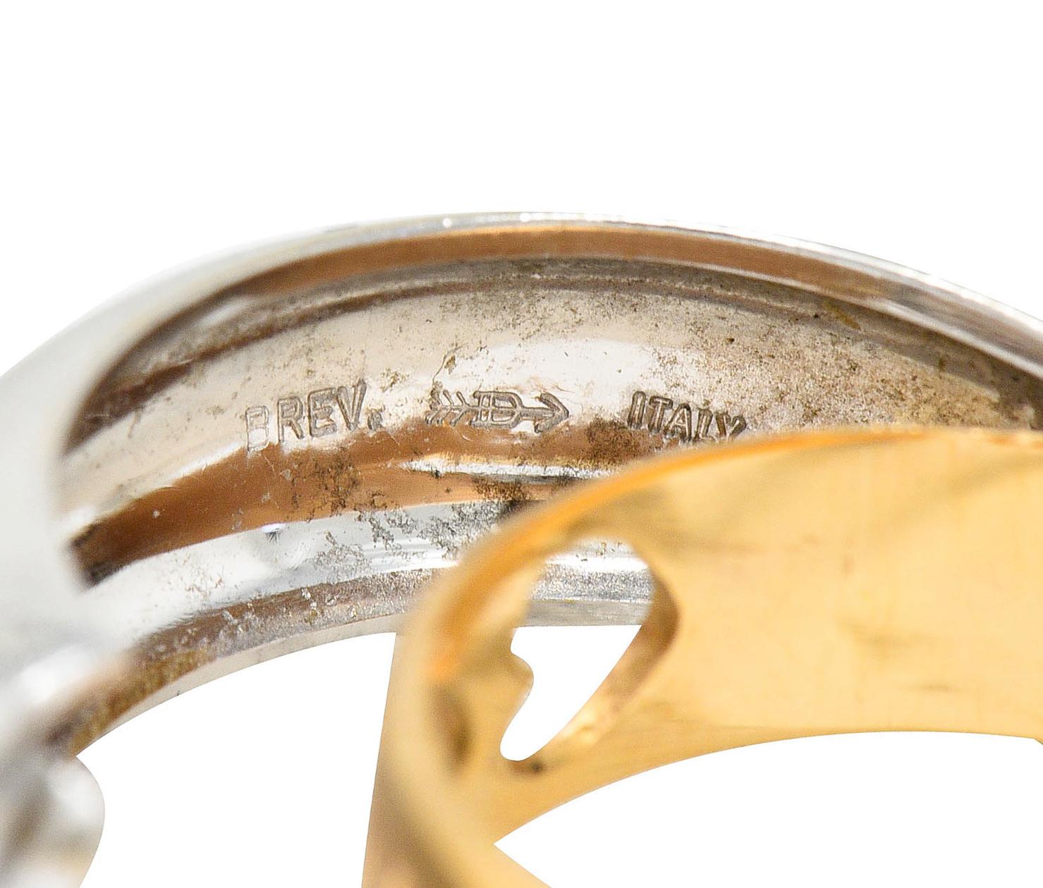 Vintage Craig Drake Pave Diamond 18 Karat Two-Tone Secret I Love You Ring In Excellent Condition In Philadelphia, PA