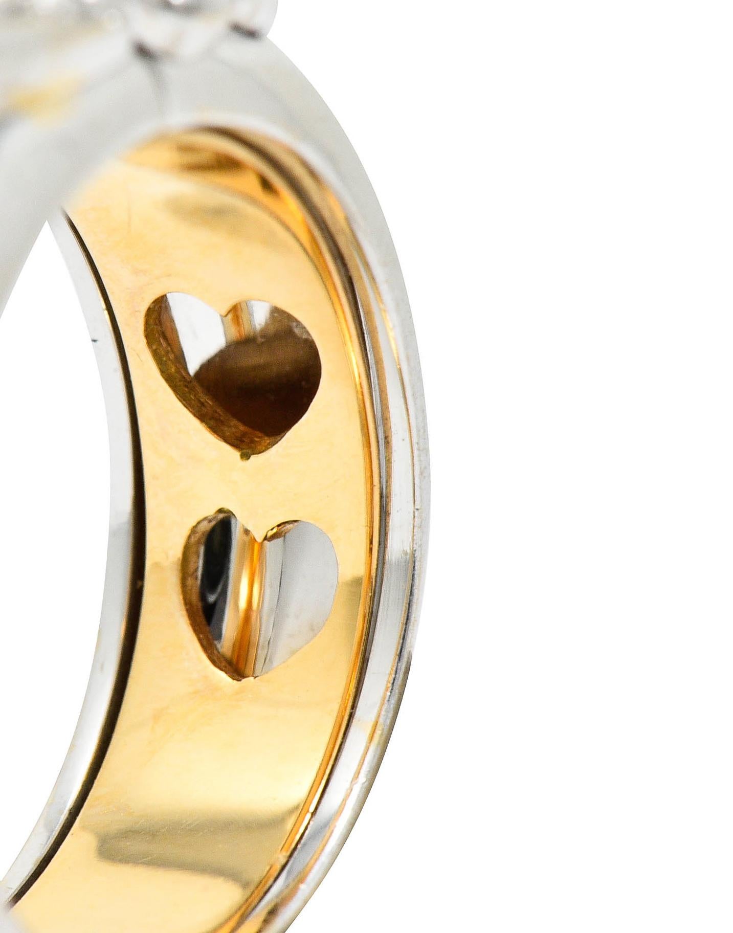 Women's or Men's Vintage Craig Drake Pave Diamond 18 Karat Two-Tone Secret I Love You Ring