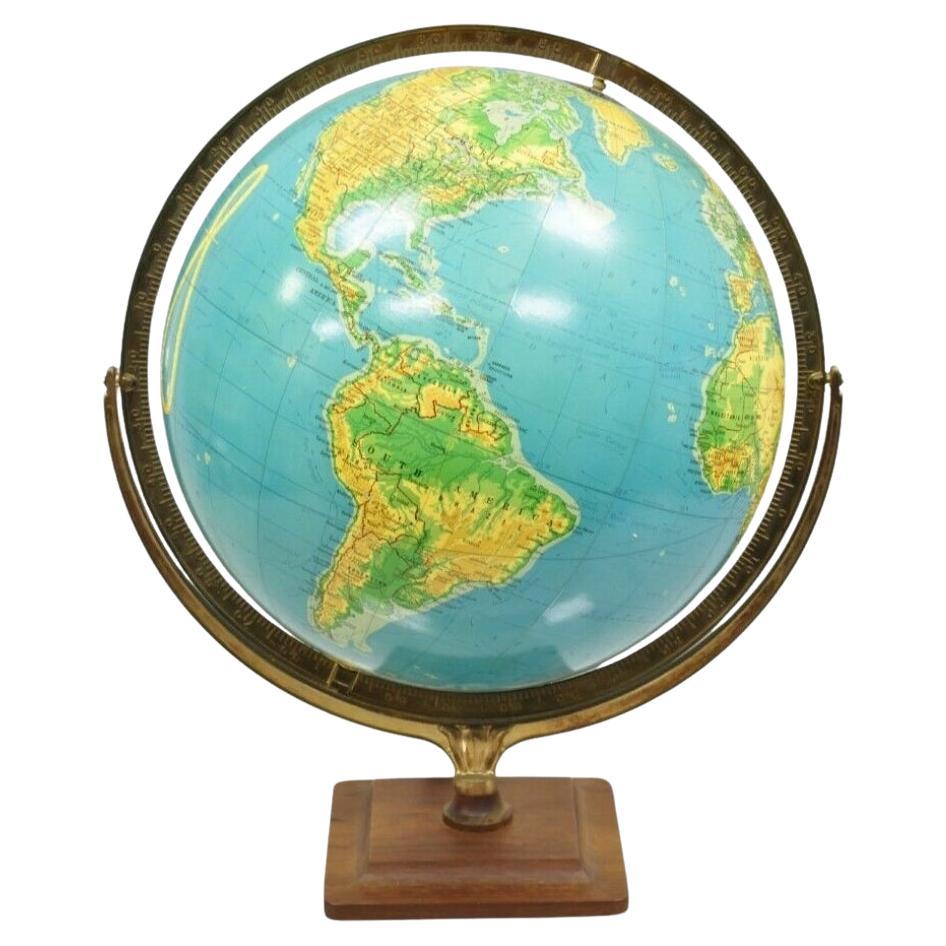 Vintage Cram's 16" Physical Political Terrestrial beleuchteter, strukturierter Globus im Angebot