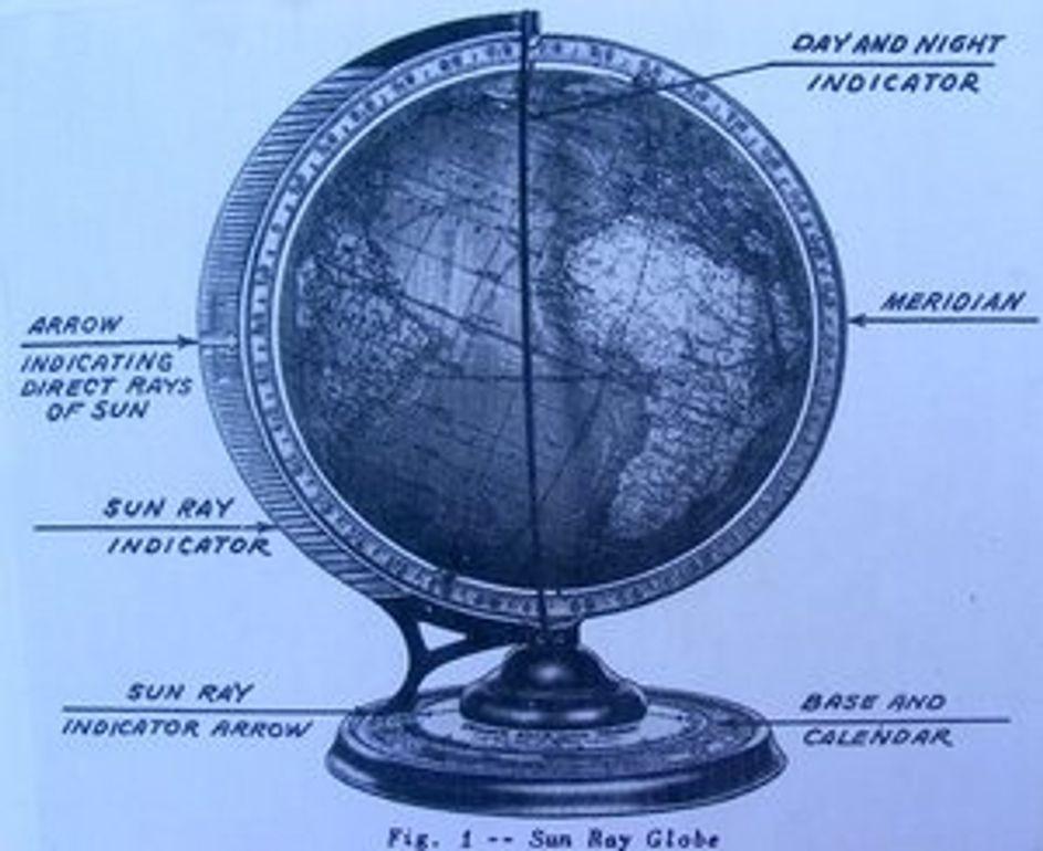 Cram's Deluxe Globe d'epoca con indicatore giornaliero automatico dei raggi solari in vendita 5
