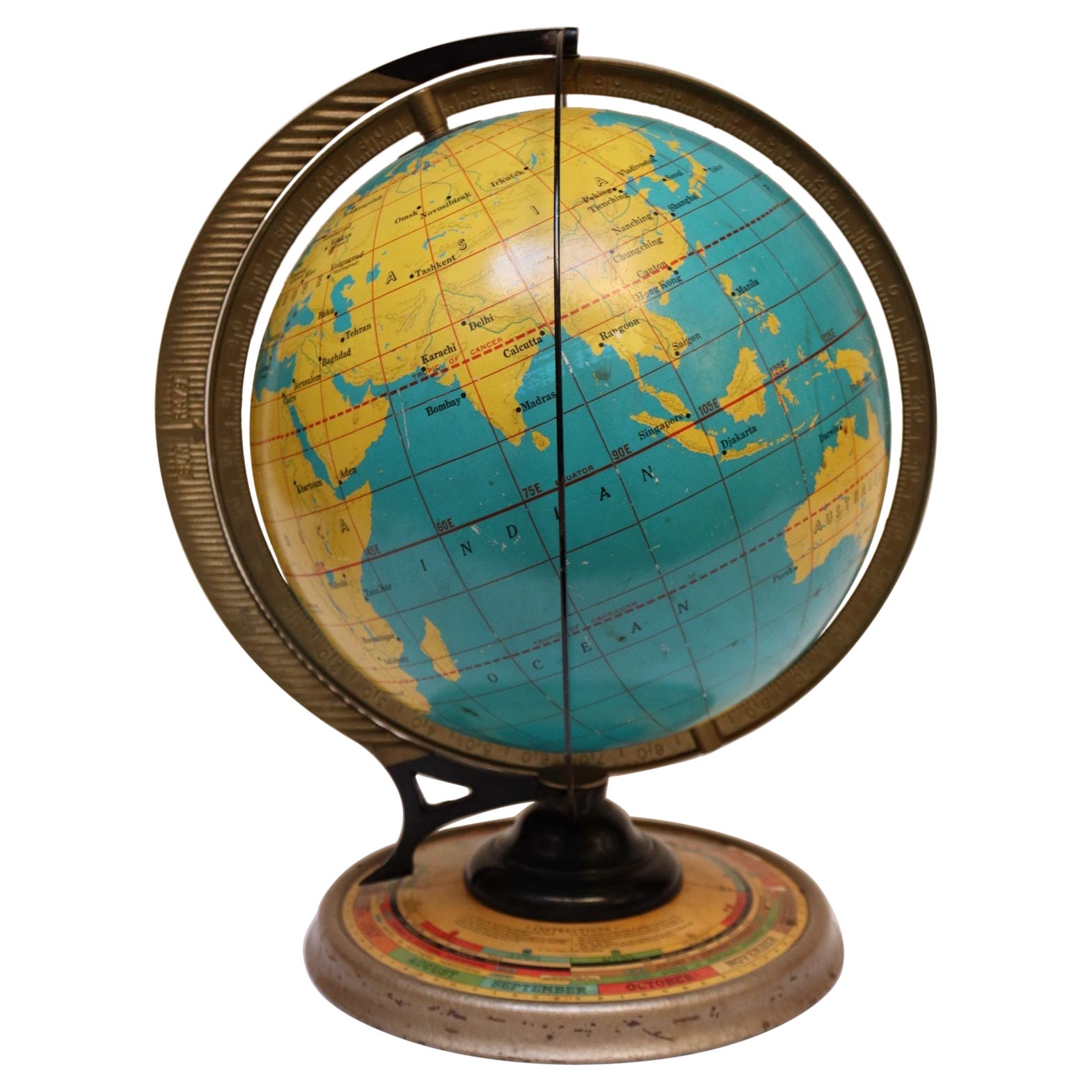 Cram's Deluxe Globe d'epoca con indicatore giornaliero automatico dei raggi solari