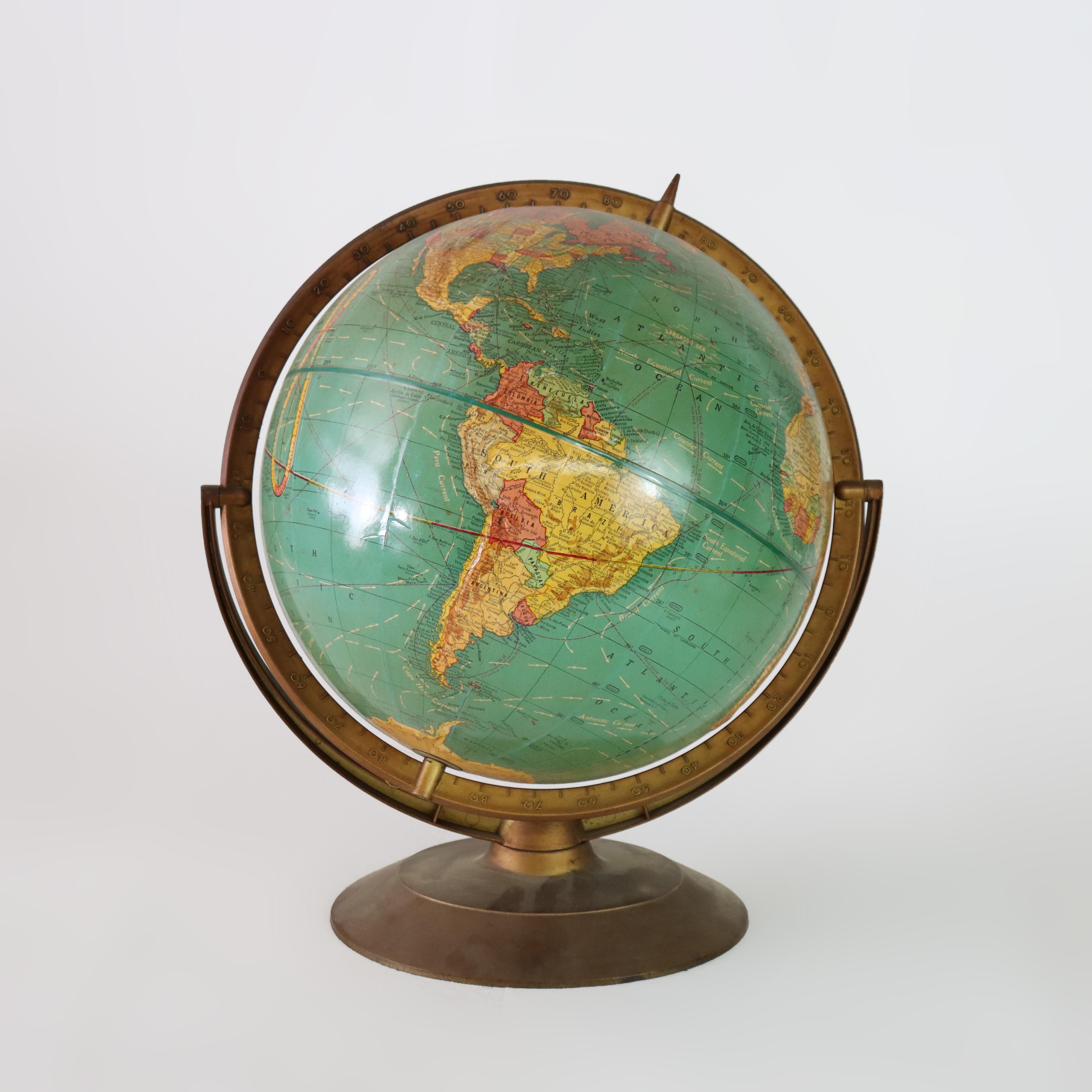 XX secolo Cram's Imperial 12 Inch Teaching World Globe 20esimo secolo in vendita