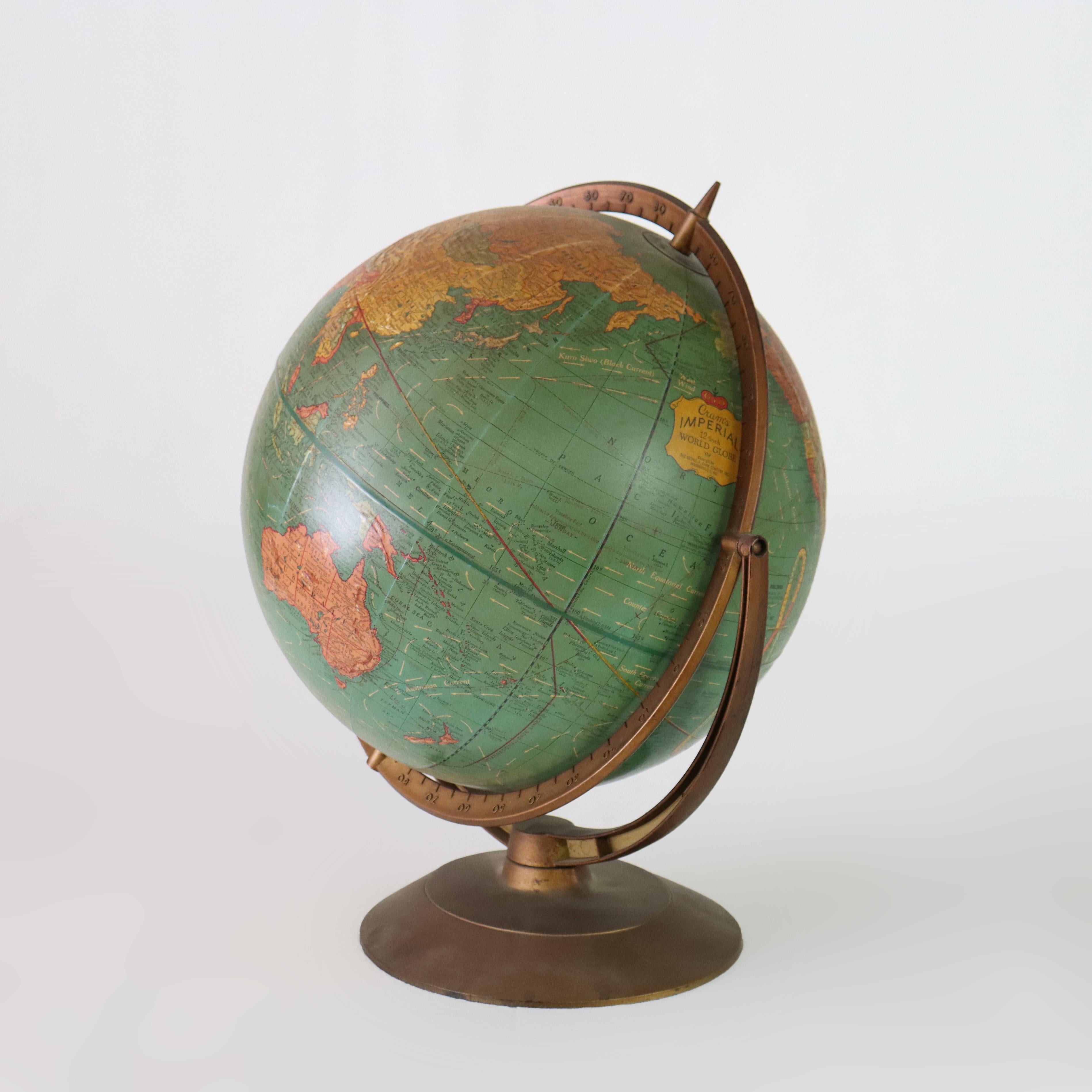 Cram's Imperial 12 Inch Teaching World Globe 20esimo secolo in vendita 1