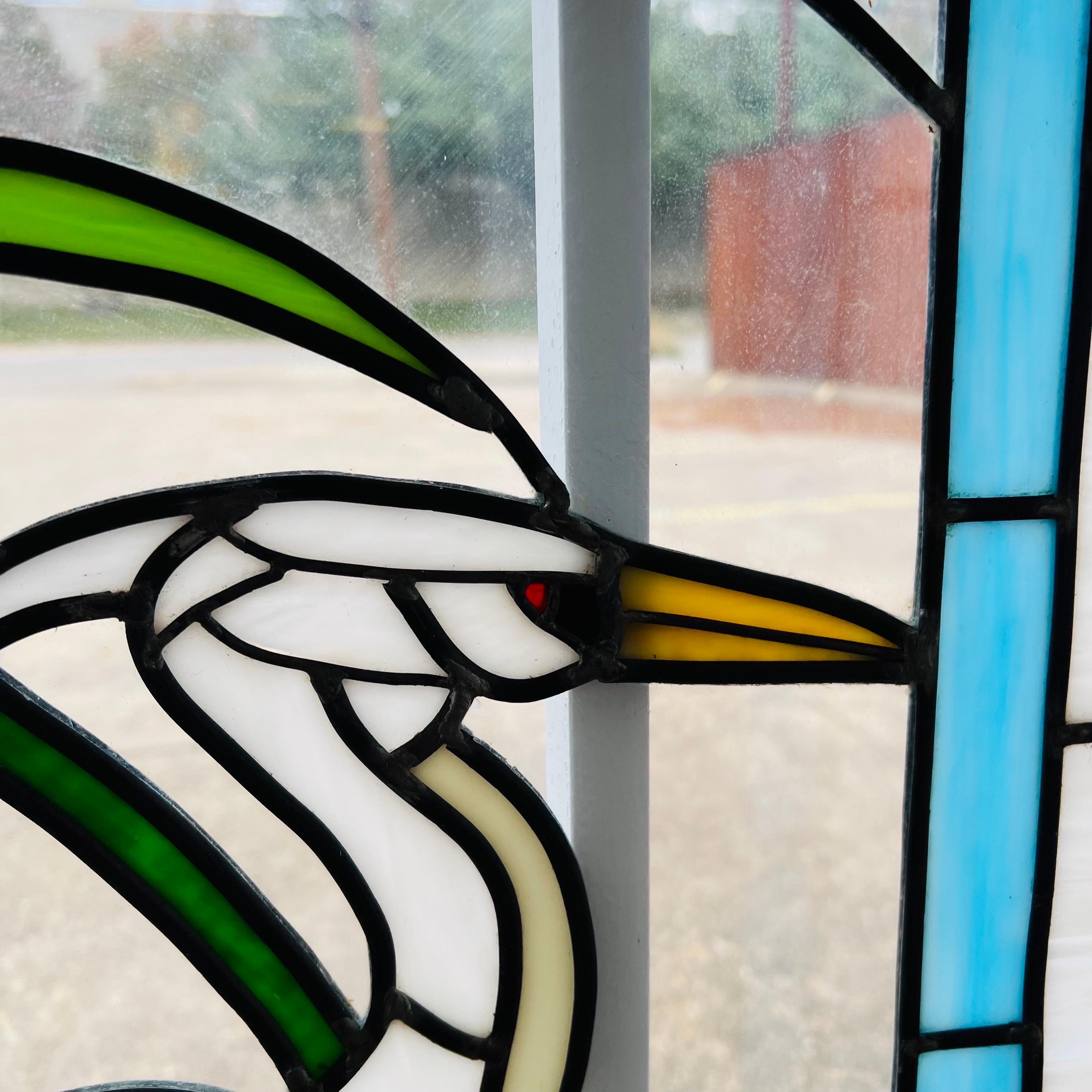 Vintage Crane Stained Glass Panel  For Sale 11