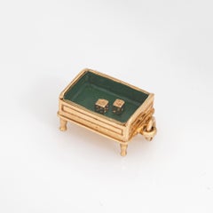 Vintage Craps Table Charm Dice 14k Yellow Gold Pendant Gambling Mid Century