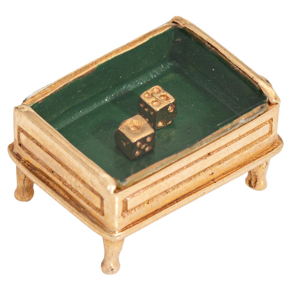 Vintage Dados de Oro Amarillo de 14k Colgante Mesa de Dados Juegos de Azar Mediados de Siglo