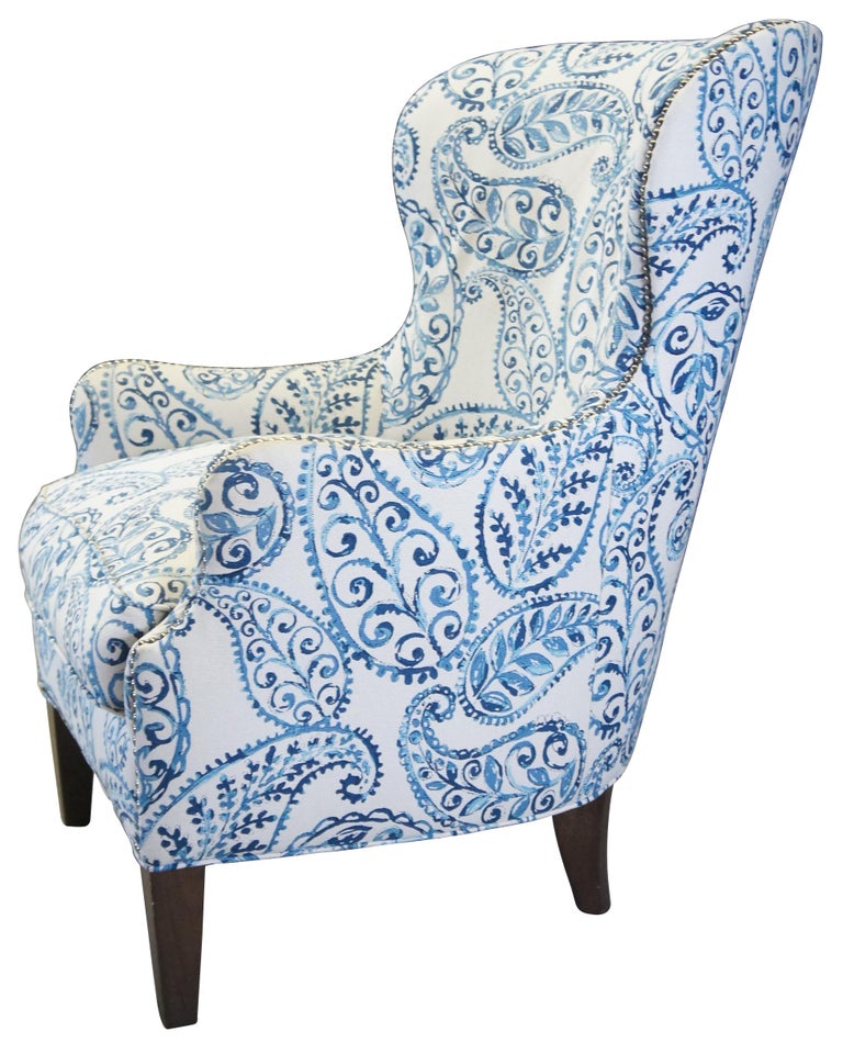 Vintage Crate and Barrel Brielle Wingback Nailhead Arm Club