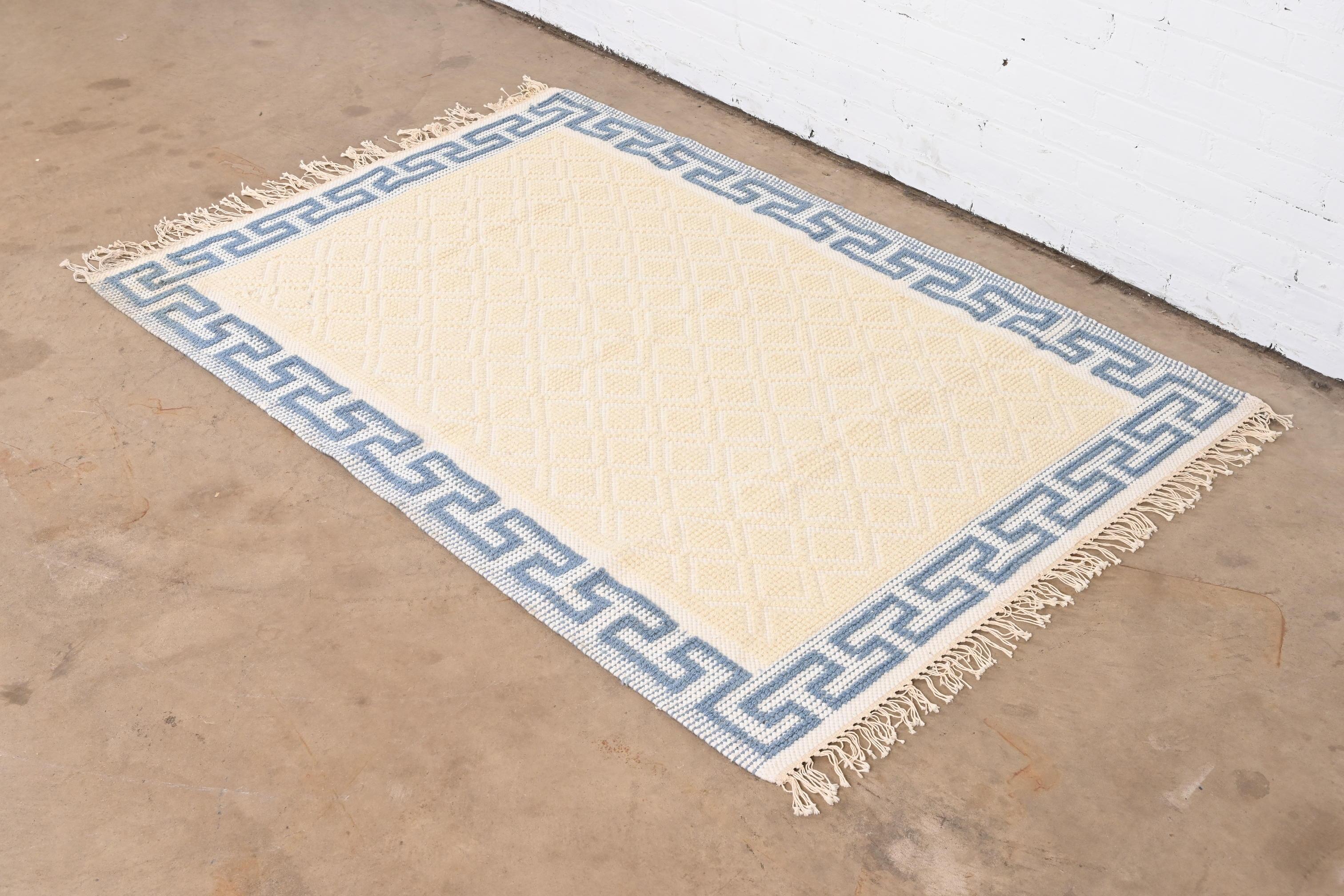 greek key rug blue