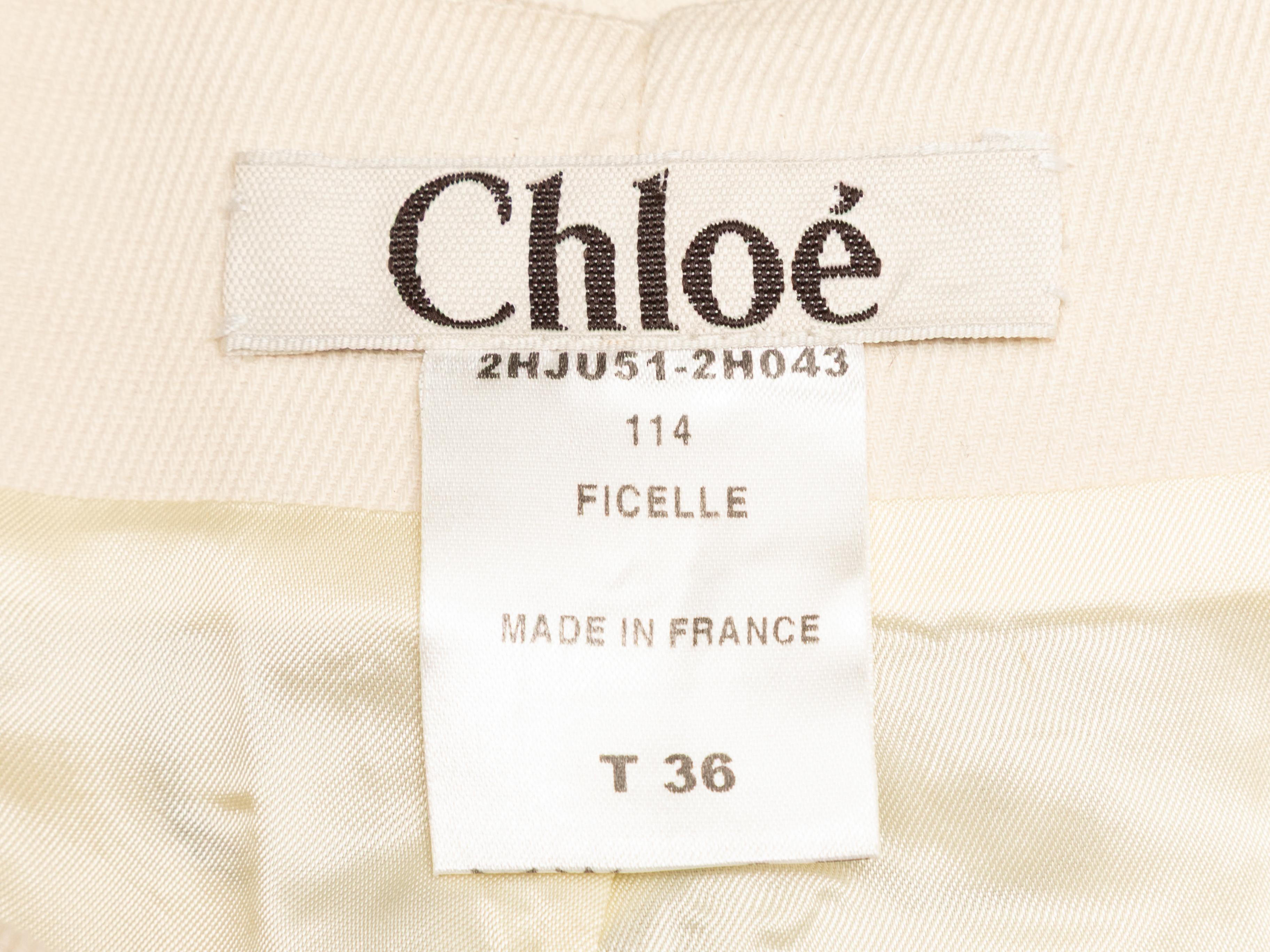 Vintage Cream & Black Chloe Embroidered Cotton Skirt Size FR 36 In Good Condition For Sale In New York, NY