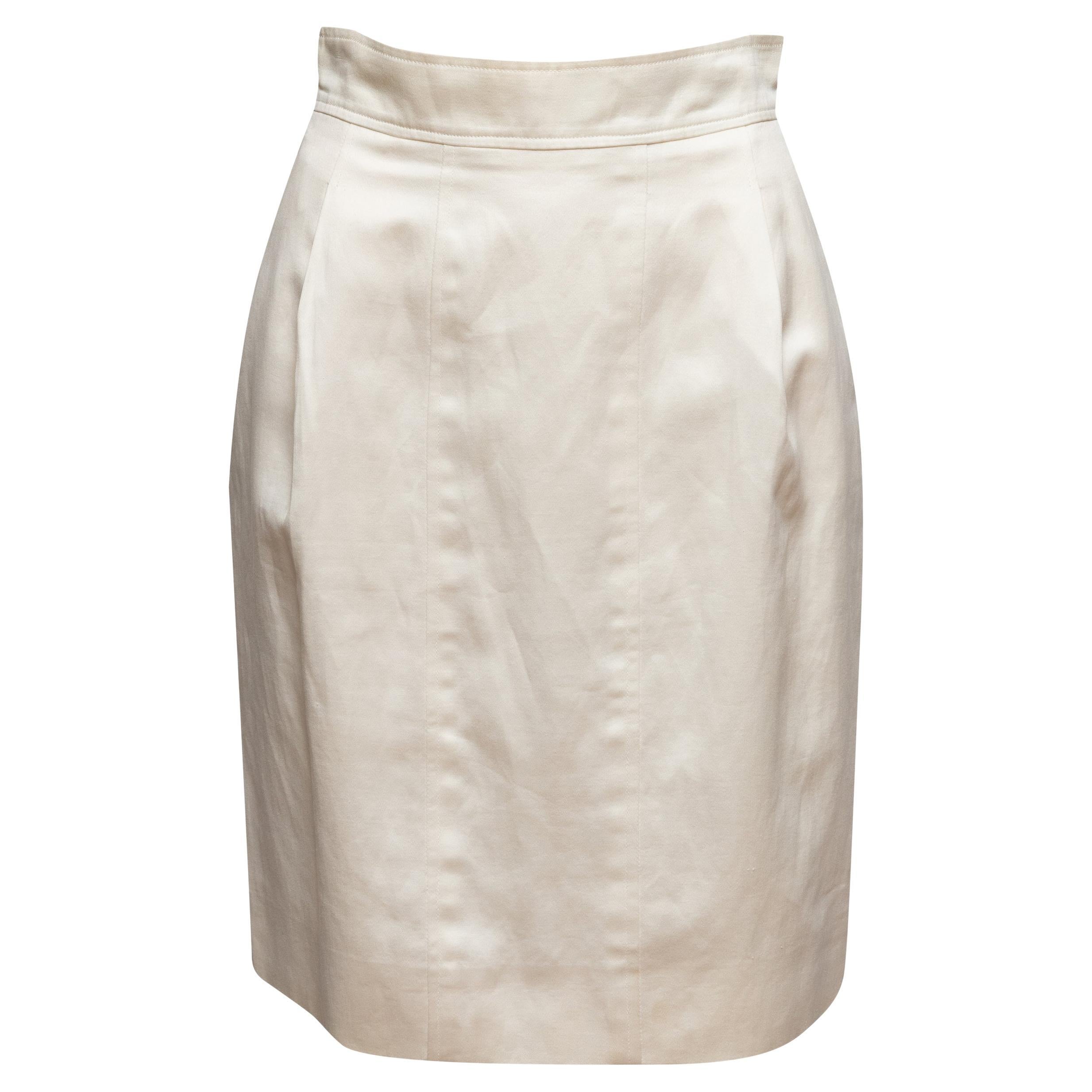 Vintage Cream Chanel Boutique Knee-Length Pencil Skirt Size FR 40