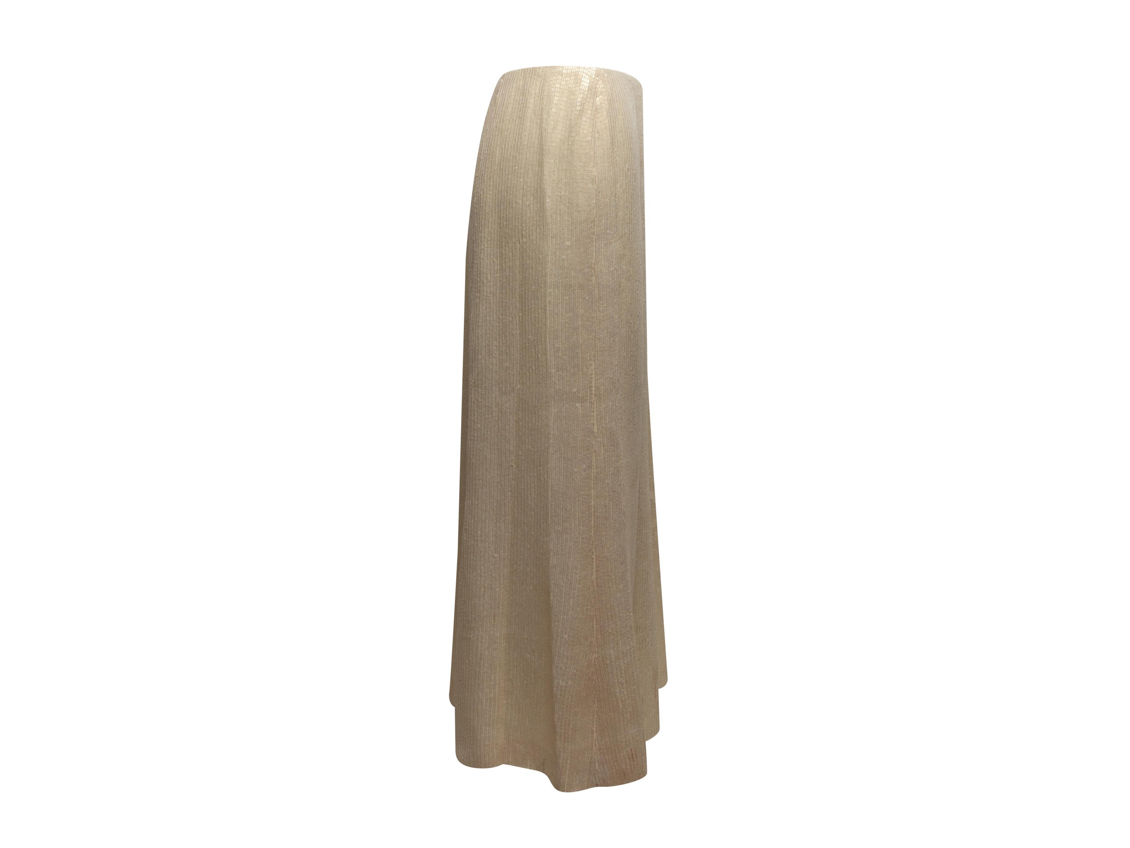 Vintage cream silk sequined skirt by Chanel. From the Cruise 2003 Collection. Zip closure at back. 34