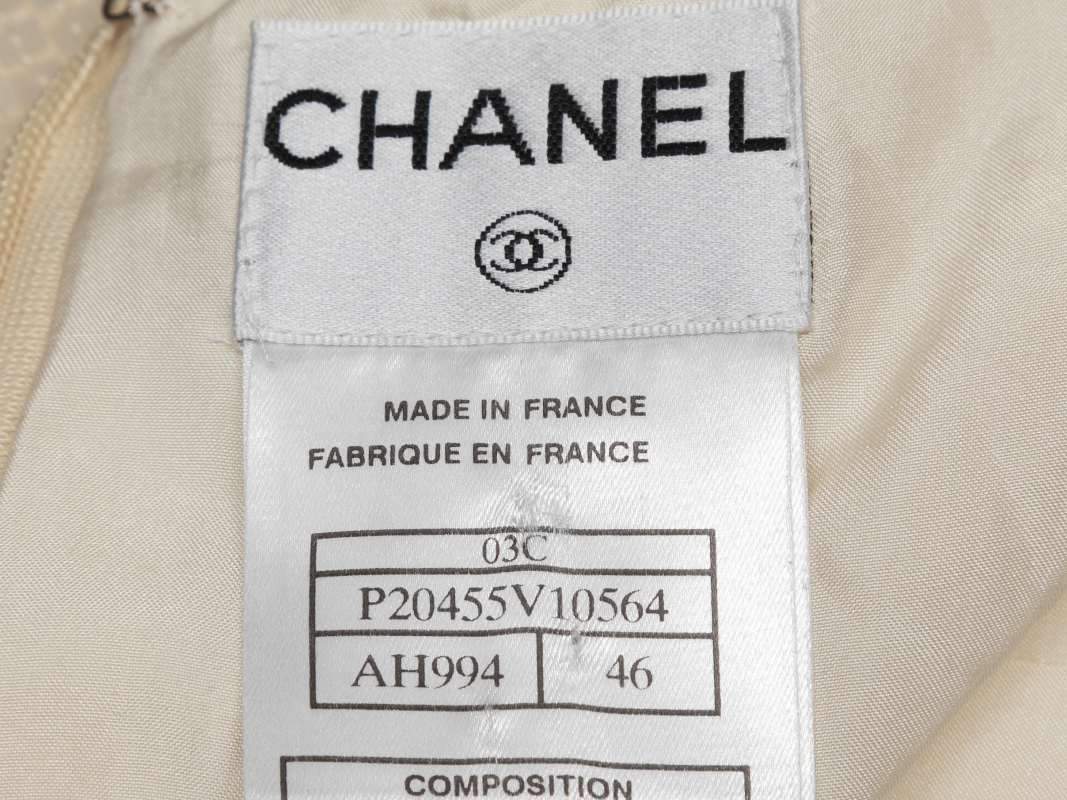 Women's Vintage Cream Chanel Cruise 2003 Sequined Silk Skirt Size FR 46 For Sale