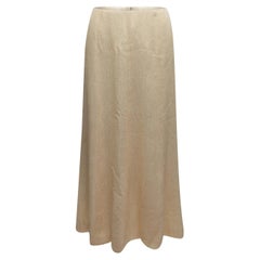 Vintage Cream Chanel Cruise 2003 Sequined Silk Skirt Size FR 46