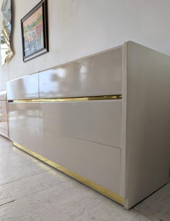 Credenza vintage color crema e oro con cassetti / comò di Lane Furniture USA, anni ’80