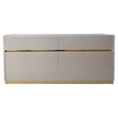 Credenza vintage color crema e oro con cassetti / comò di Lane Furniture USA, anni ’80