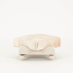 Vintage Cream Hair Hide Square Ottoman